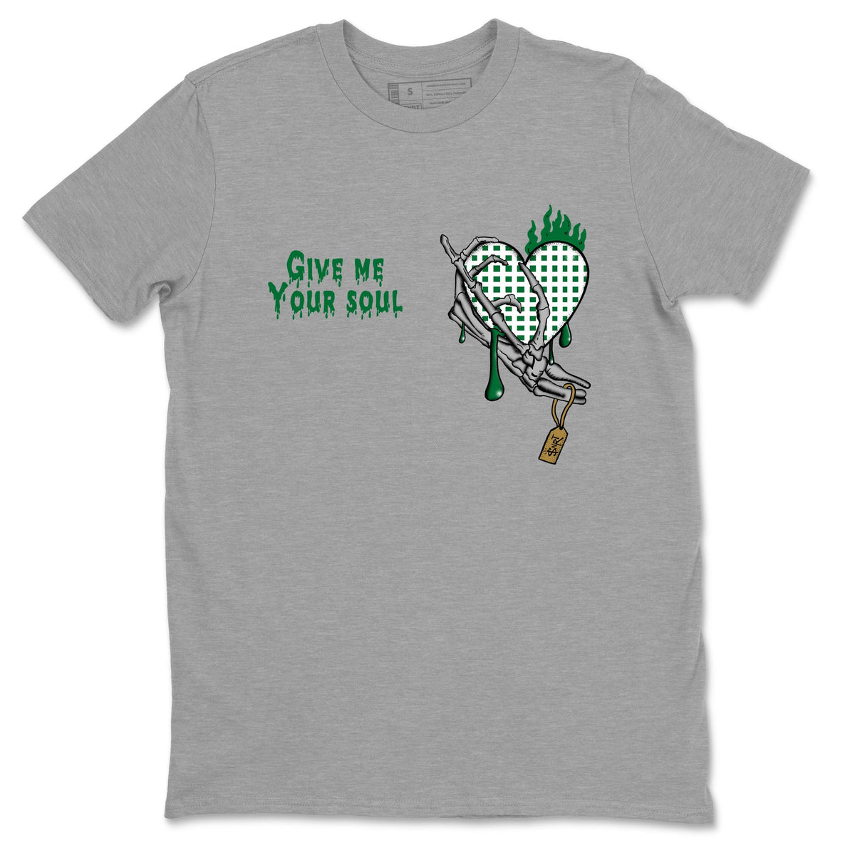 4s Pine Green shirts to match jordans Give Me Your Soul sneaker match tees Air Jordan 4 Pine Green Drip Gear Zone unisex cotton Heather Grey 2 crew neck shirts
