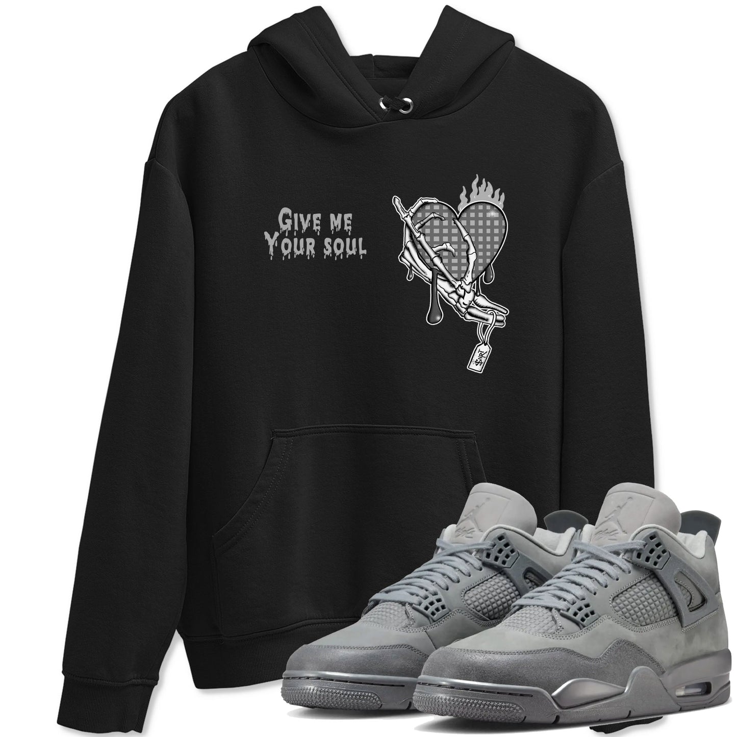 4s Wet Cement shirts to match jordans Give Me Your Soul sneaker match tees Air Jordan 4 Wet Cement Drip Gear Zone unisex cotton Black 1 crew neck shirts