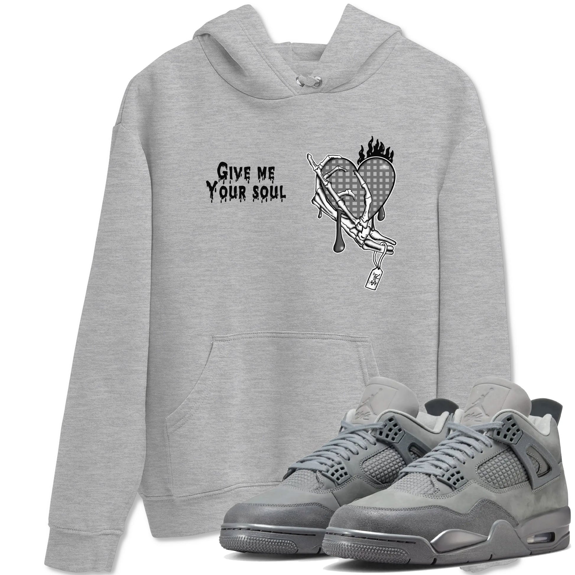 4s Wet Cement shirts to match jordans Give Me Your Soul sneaker match tees Air Jordan 4 Wet Cement Drip Gear Zone unisex cotton Heather Grey 1 crew neck shirts