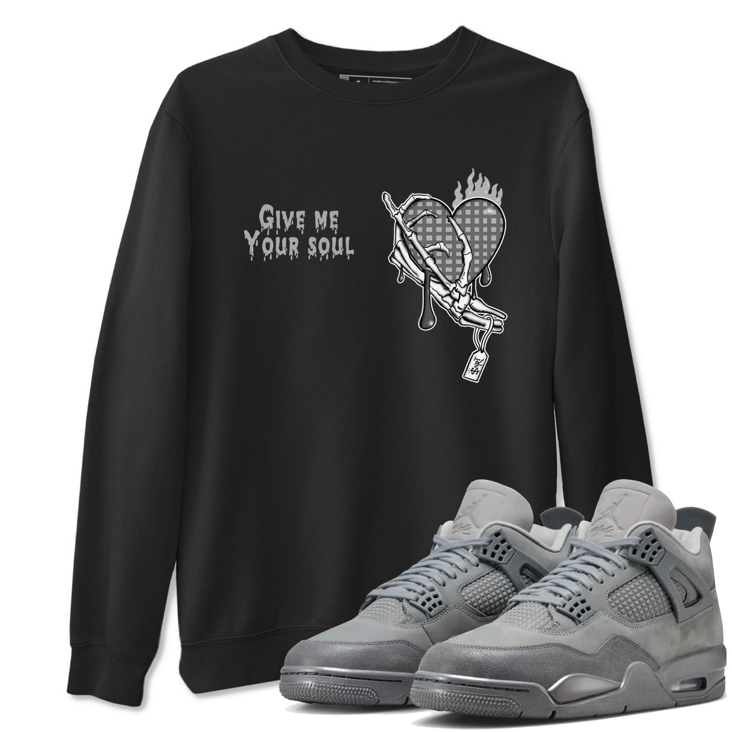 4s Wet Cement shirts to match jordans Give Me Your Soul sneaker match tees Air Jordan 4 Wet Cement Drip Gear Zone unisex cotton Black 1 crew neck shirts