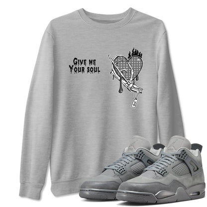 4s Wet Cement shirts to match jordans Give Me Your Soul sneaker match tees Air Jordan 4 Wet Cement Drip Gear Zone unisex cotton Heather Grey 1 crew neck shirts