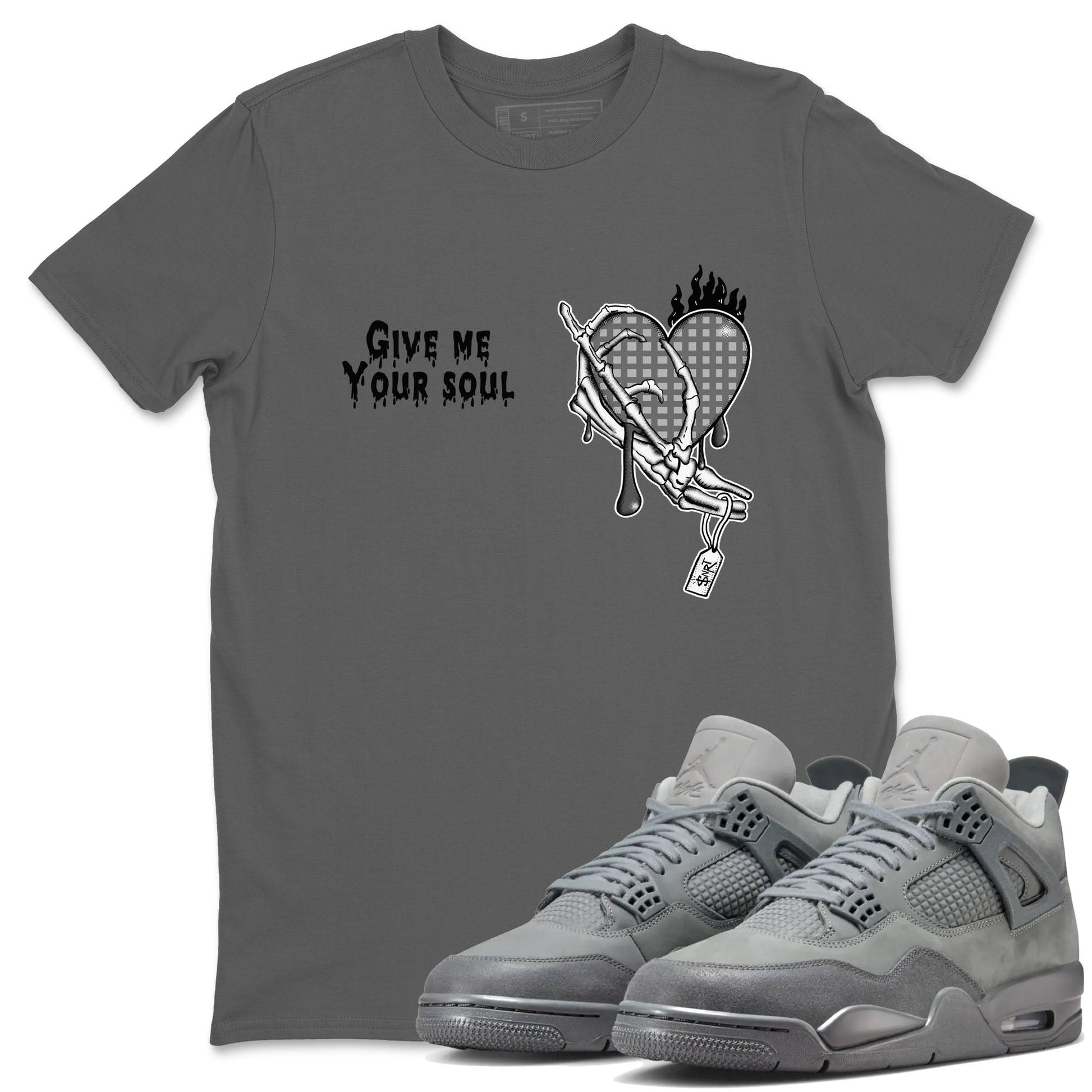 4s Wet Cement shirts to match jordans Give Me Your Soul sneaker match tees Air Jordan 4 Wet Cement Drip Gear Zone unisex cotton Cool Grey 1 crew neck shirts