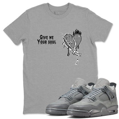 4s Wet Cement shirts to match jordans Give Me Your Soul sneaker match tees Air Jordan 4 Wet Cement Drip Gear Zone unisex cotton Heather Grey 1 crew neck shirts