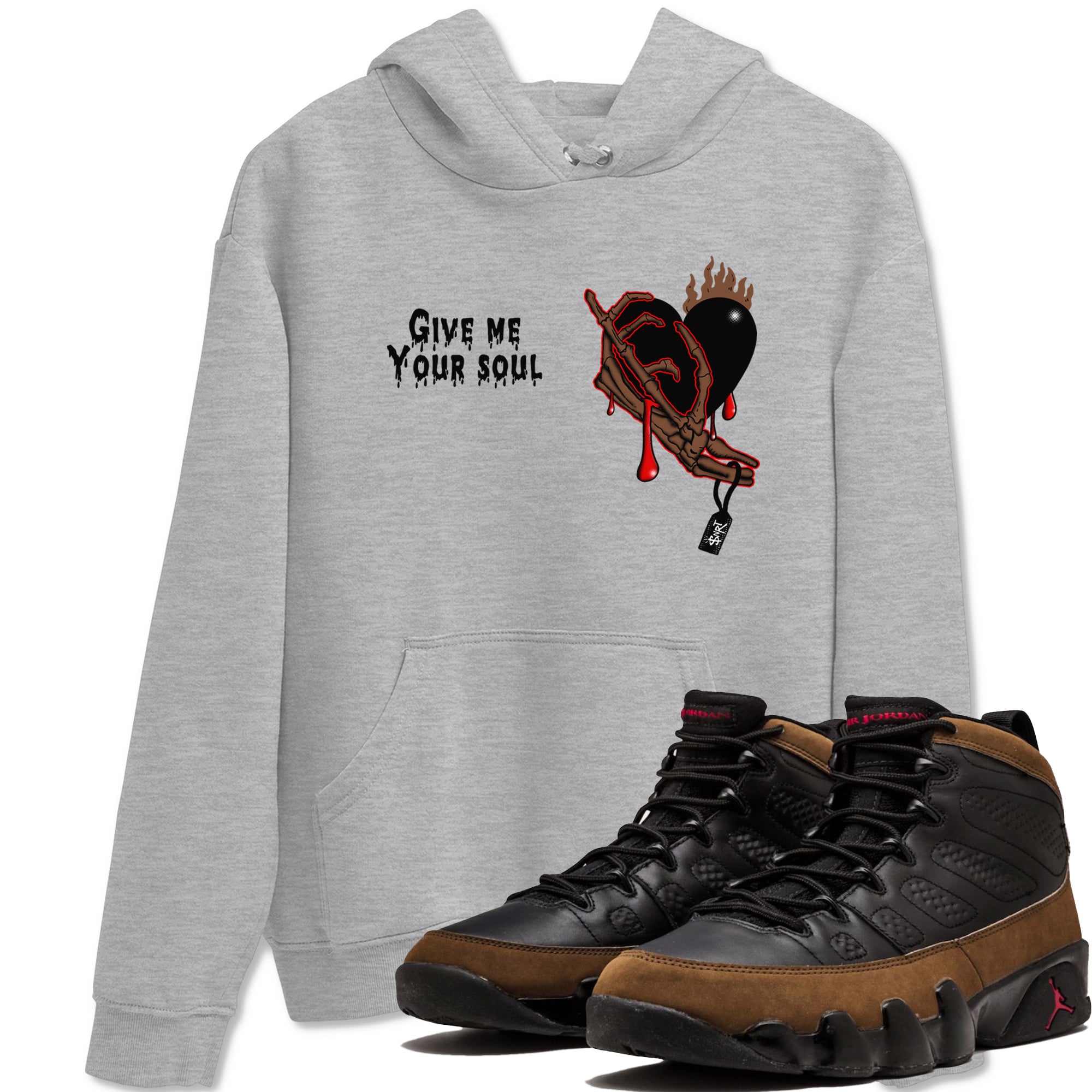 9s Olive shirts to match jordans Give Me Your Soul sneaker match tees Air Jordan 9 Olive match shoes to clothes Drip Gear Zone unisex cotton Heather Grey 1 shirts