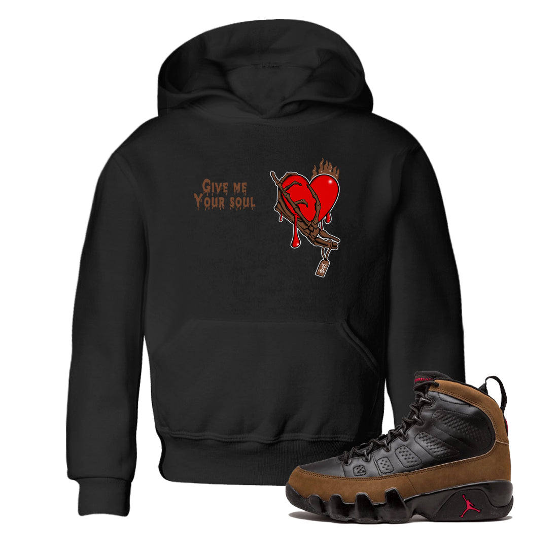 9s Olive shirts to match jordans Give Me Your Soul sneaker match tees Air Jordan 9 Olive match shoes to clothes Drip Gear Zone Youth Baby Black 1 tee