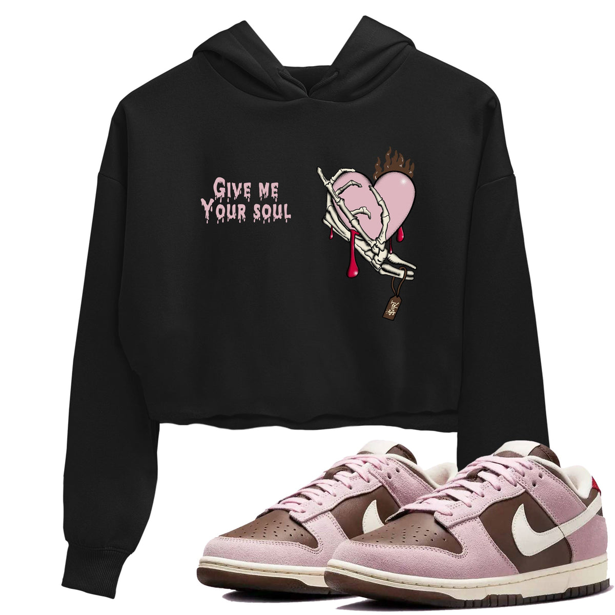 Dunk Cacao Wow And Pink Foam shirts to match jordans Give Me Your Soul sneaker match tees Dunk Cacao Wow And Pink Foam Drip Gear Zone unisex cotton Black 1 Crop Shirts