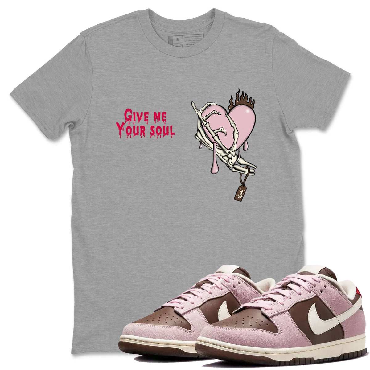 Dunk Cacao Wow And Pink Foam shirts to match jordans Give Me Your Soul sneaker match tees Dunk Cacao Wow And Pink Foam Drip Gear Zone unisex cotton Heather Grey 1 crew neck shirts