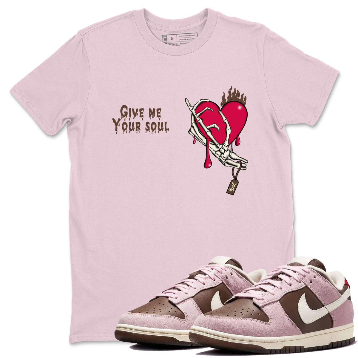 Dunk Cacao Wow And Pink Foam shirts to match jordans Give Me Your Soul sneaker match tees Dunk Cacao Wow And Pink Foam Drip Gear Zone unisex cotton Pink 1 crew neck shirts
