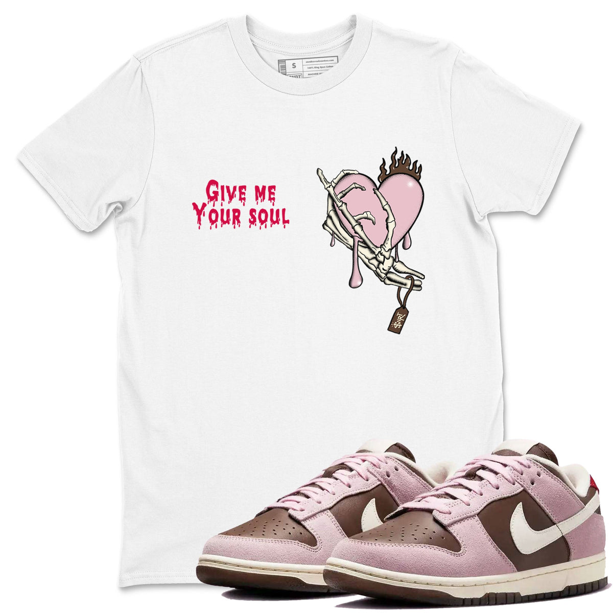 Dunk Cacao Wow And Pink Foam shirts to match jordans Give Me Your Soul sneaker match tees Dunk Cacao Wow And Pink Foam Drip Gear Zone unisex cotton White 1 crew neck shirts