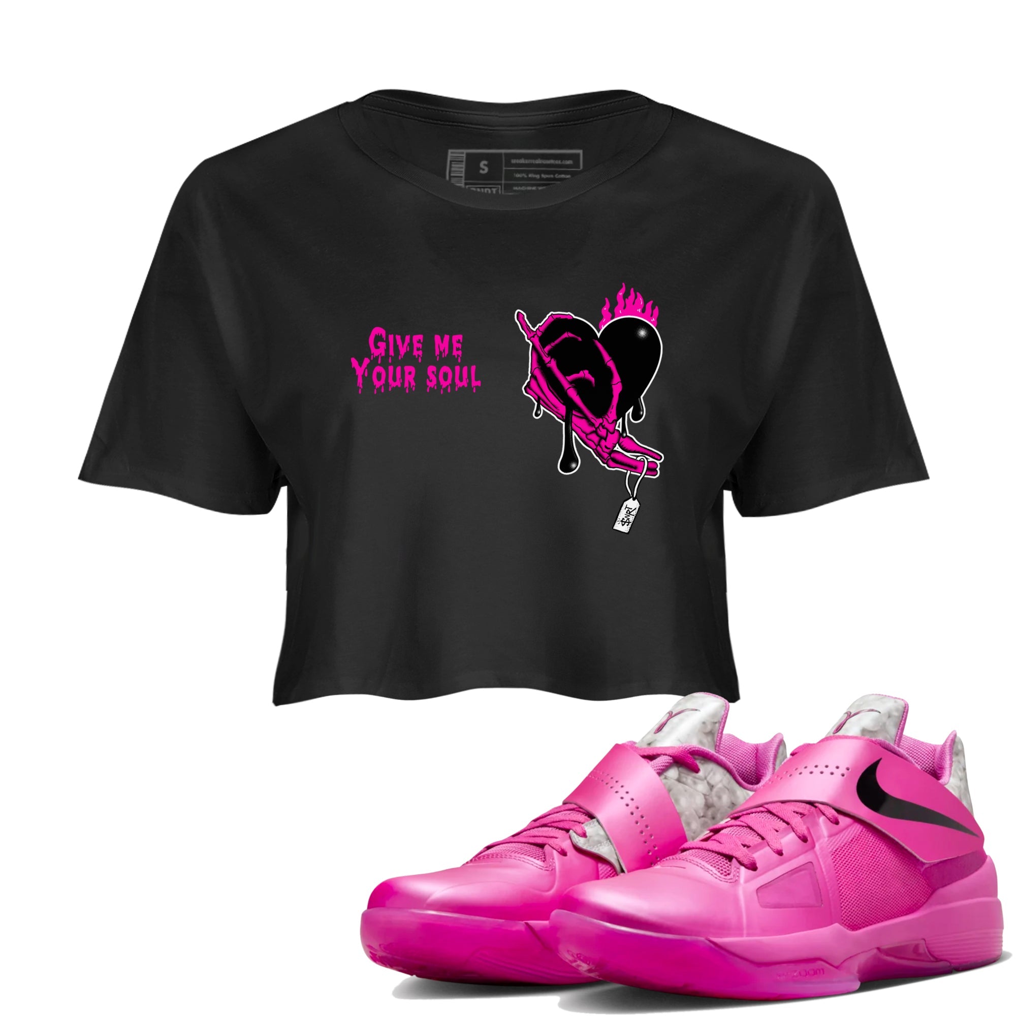 Nike KD 4 Retro Aunt Pearl shirts to match jordans Give Me Your Soul sneaker match tees Nike KD 4 Aunt Pearl match shoes to clothes Drip Gear Zone unisex cotton Black 1 crop tee