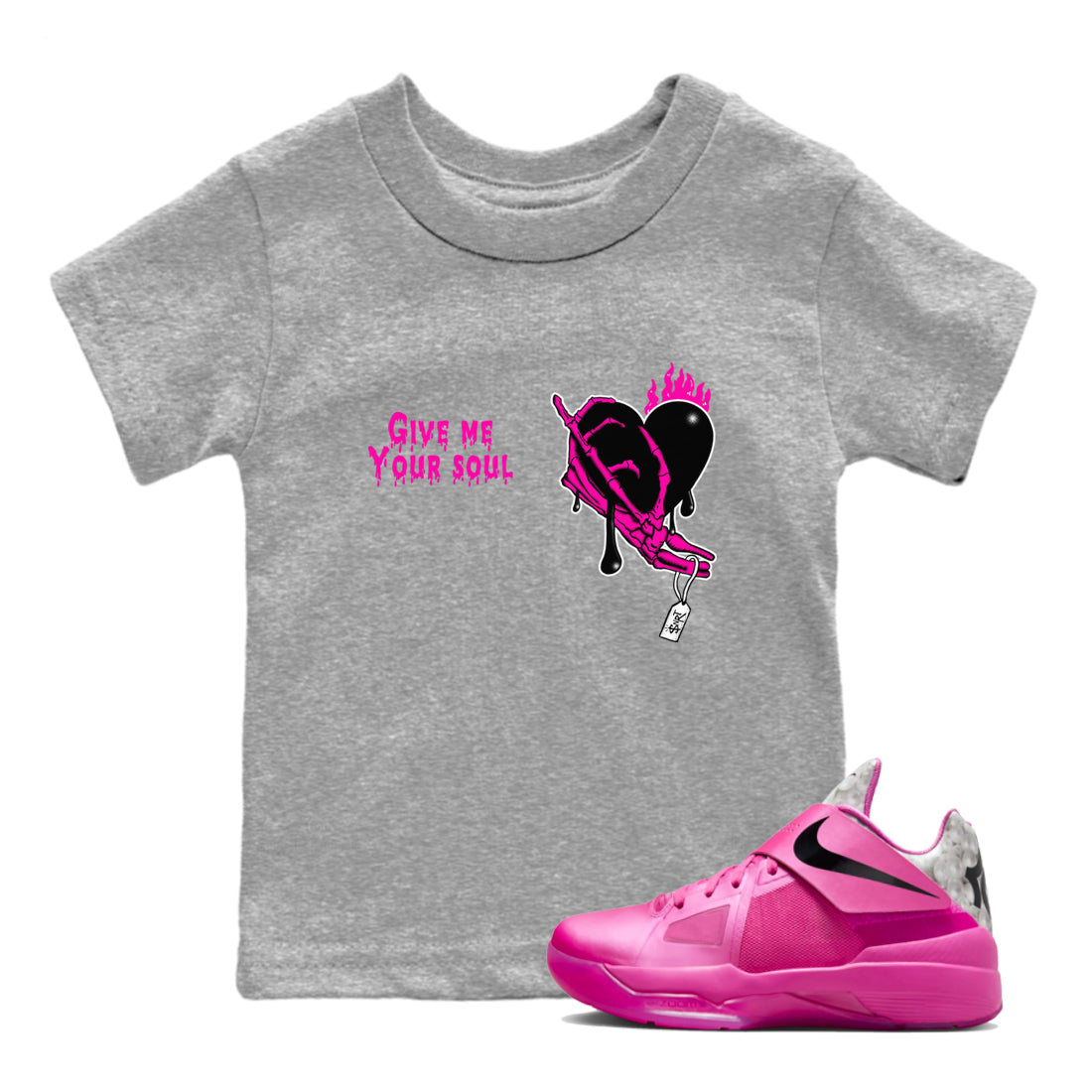 Nike KD 4 Retro Aunt Pearl shirts to match jordans Give Me Your Soul sneaker match tees Nike KD 4 Aunt Pearl match shoes to clothes Drip Gear Zone Youth Baby Heather Grey 1 tee