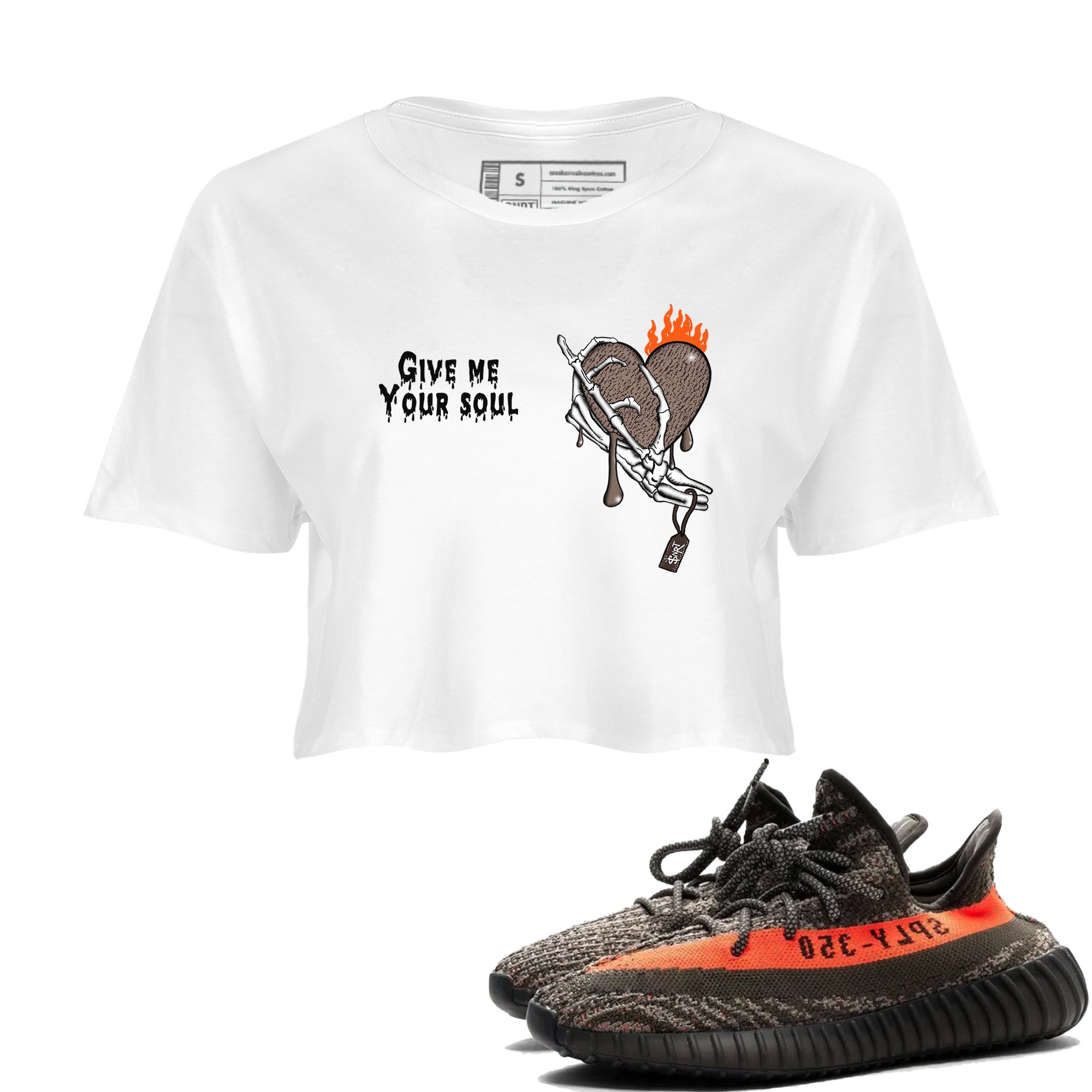 Yeezy 350 Carbon Beluga shirts to match jordans Give Me Your Soul sneaker match tees Yeezy 350 Carbon Beluga match shoes to clothes Drip Gear Zone unisex cotton White 1 crop tee