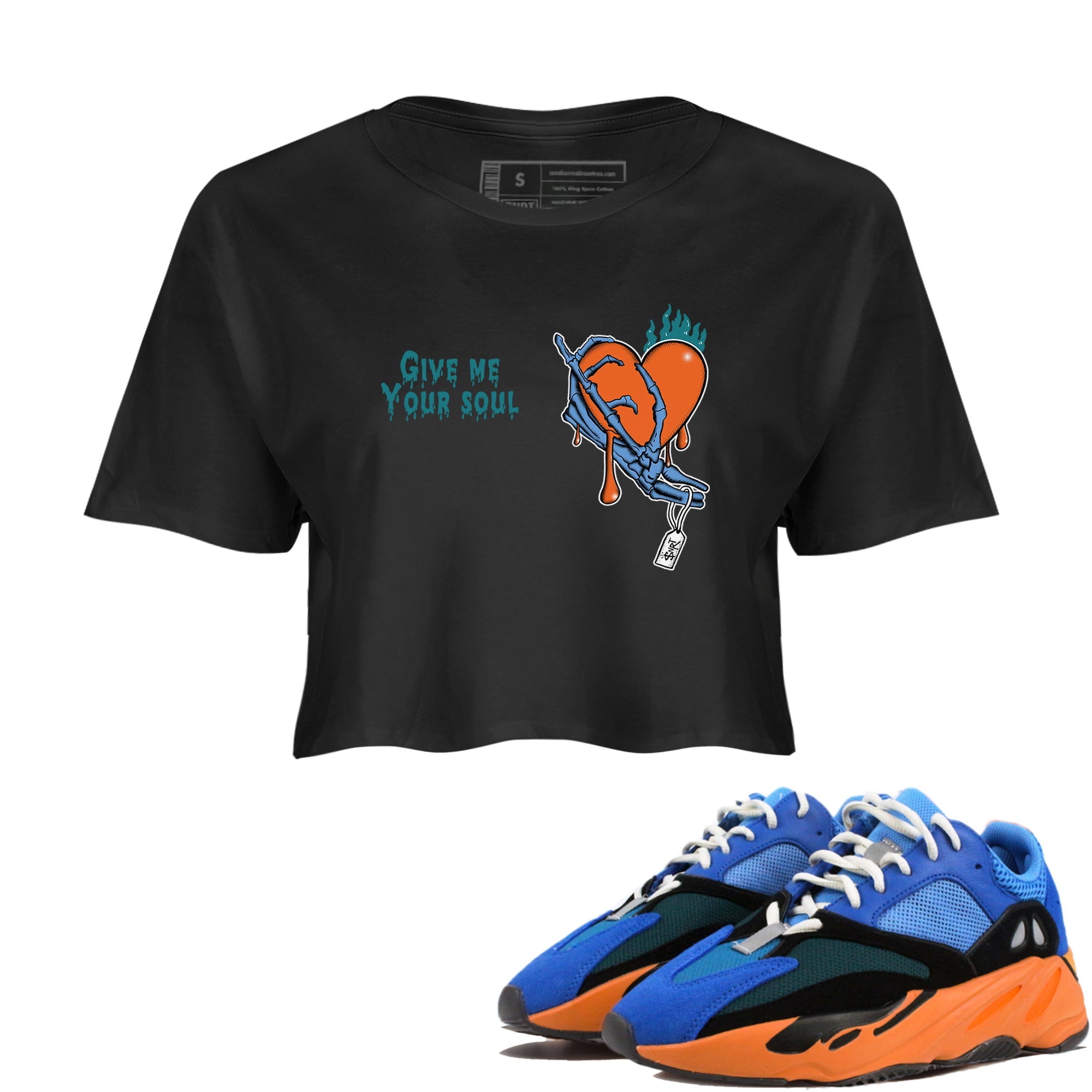 Yeezy 700 Bright Blue shirts to match jordans Give Me Your Soul sneaker match tees Yeezy 700 Bright Blue match shoes to clothes Drip Gear Zone unisex cotton Black 1 crop tee