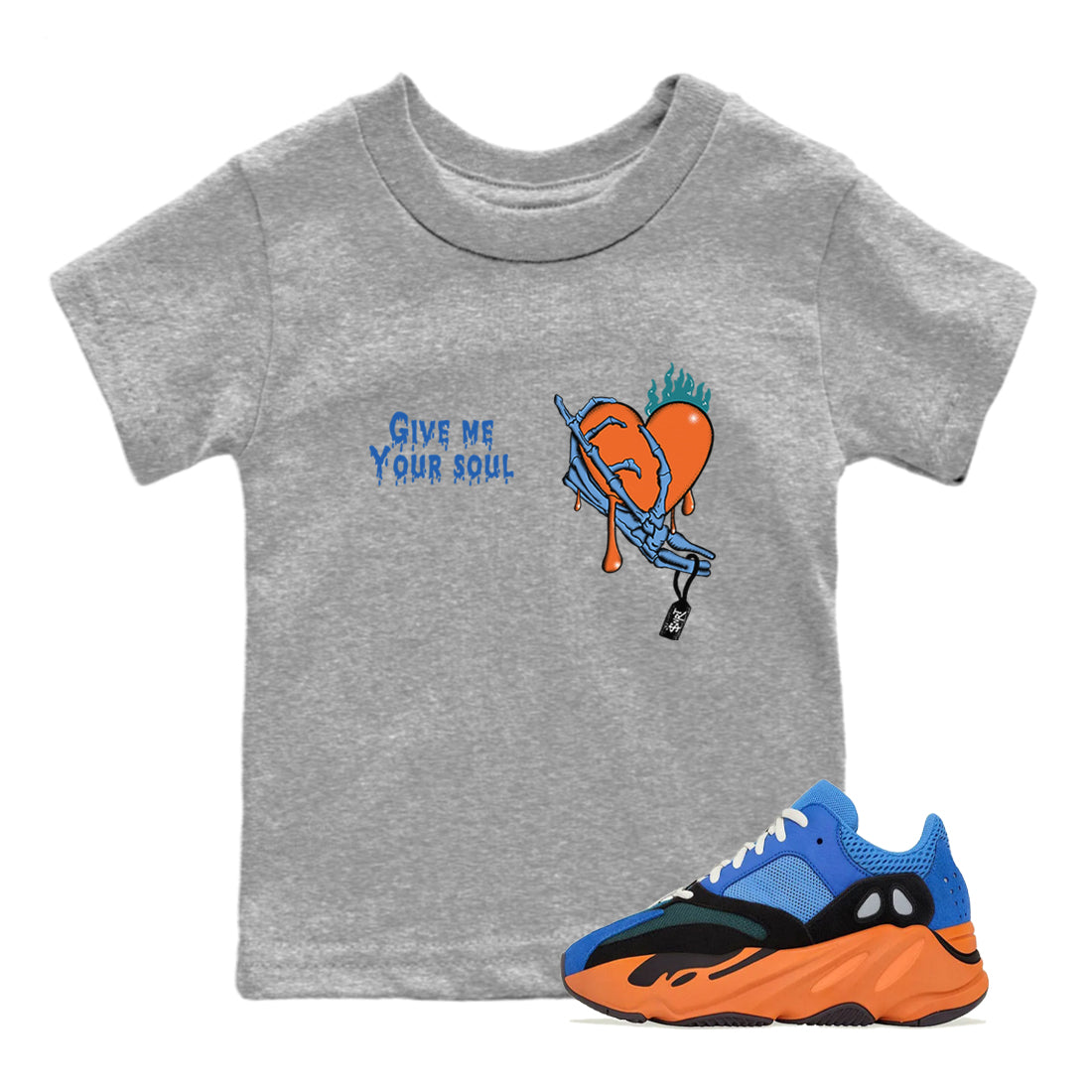 Yeezy 700 Bright Blue shirts to match jordans Give Me Your Soul sneaker match tees Yeezy 700 Bright Blue match shoes to clothes Drip Gear Zone Youth Baby Heather Grey 1 tee