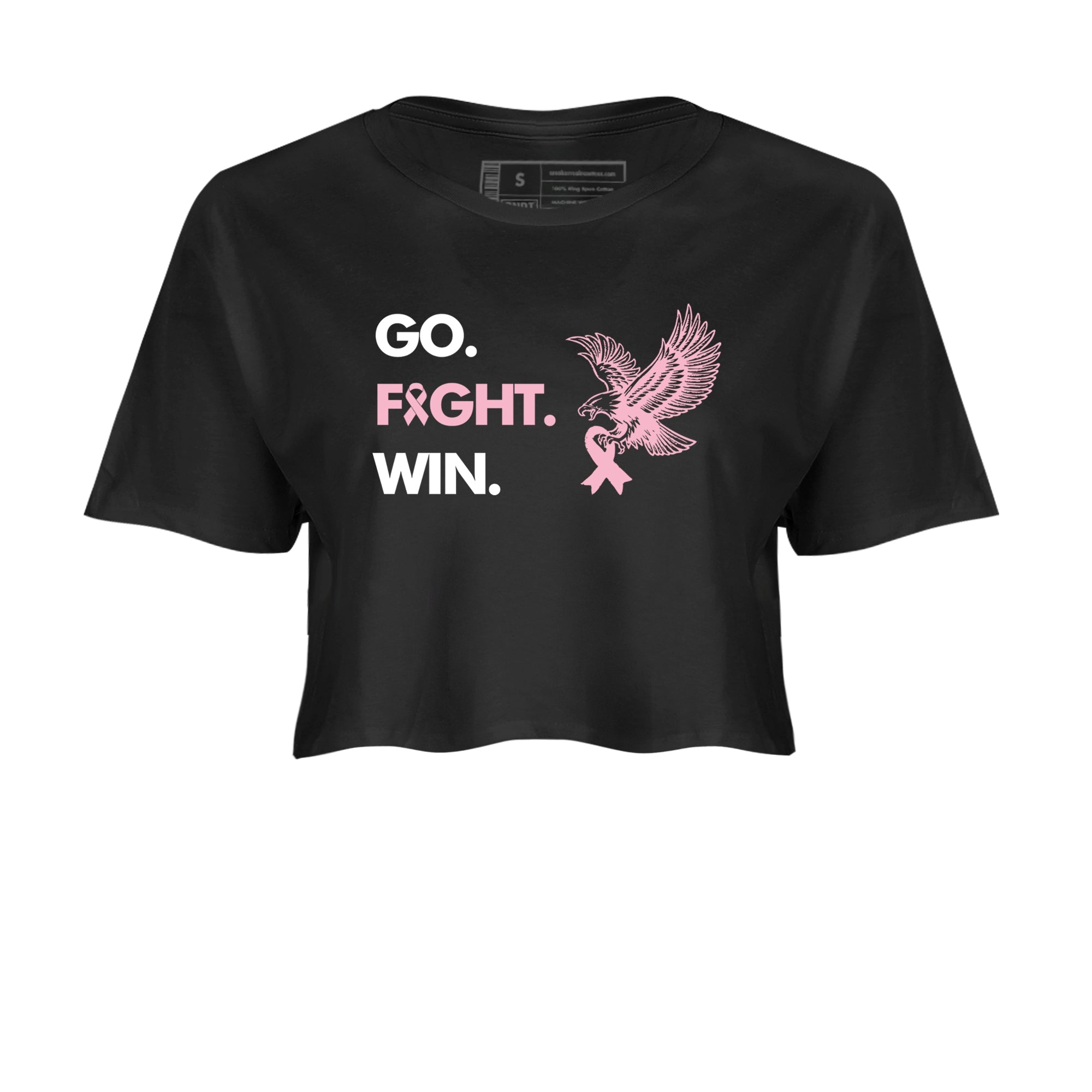 Sneaker Threads  Sneaker Tees To Match Air Jordan 5 Medium Soft Pink  Go Fight Win Crop Tee Black 2. Perfect for Jordan releases 2025 colorways.