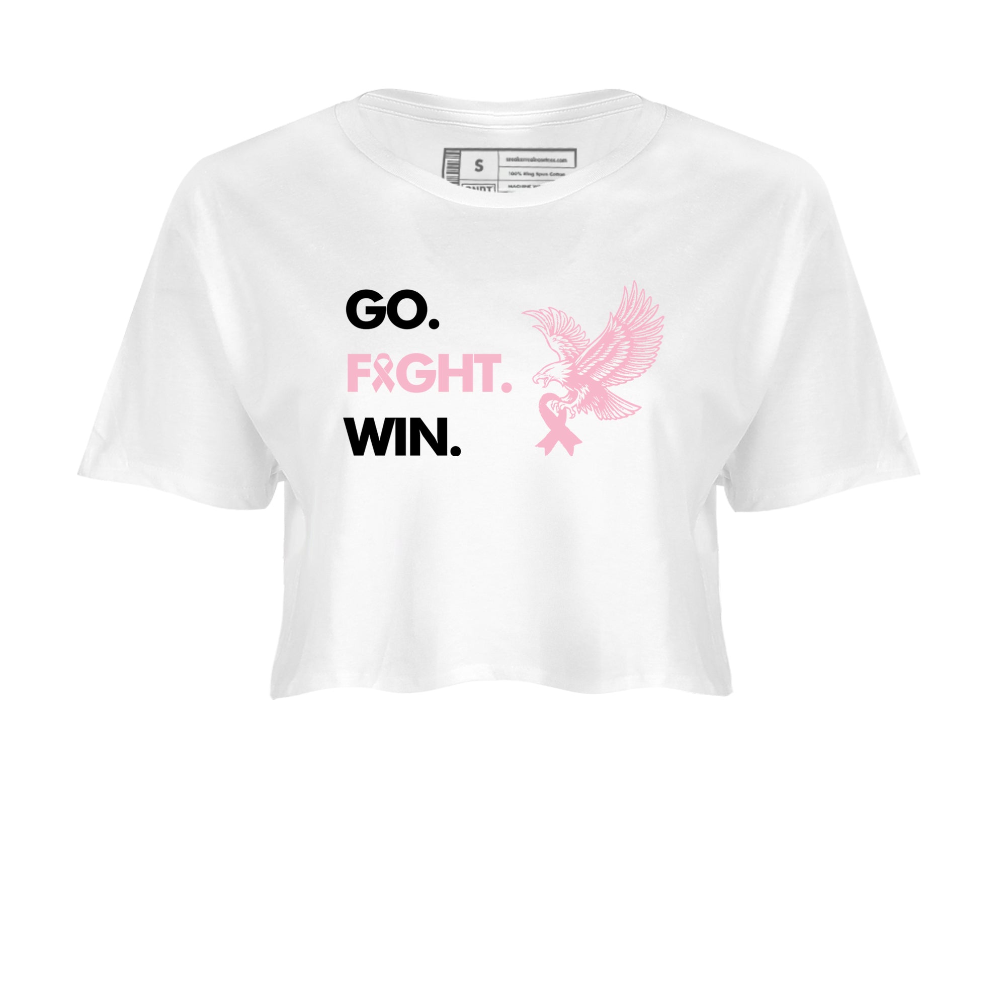 Sneaker Threads  Sneaker Tees To Match Air Jordan 5 Medium Soft Pink  Go Fight Win Crop Tee White 2. Perfect for Jordan releases 2025 colorways.