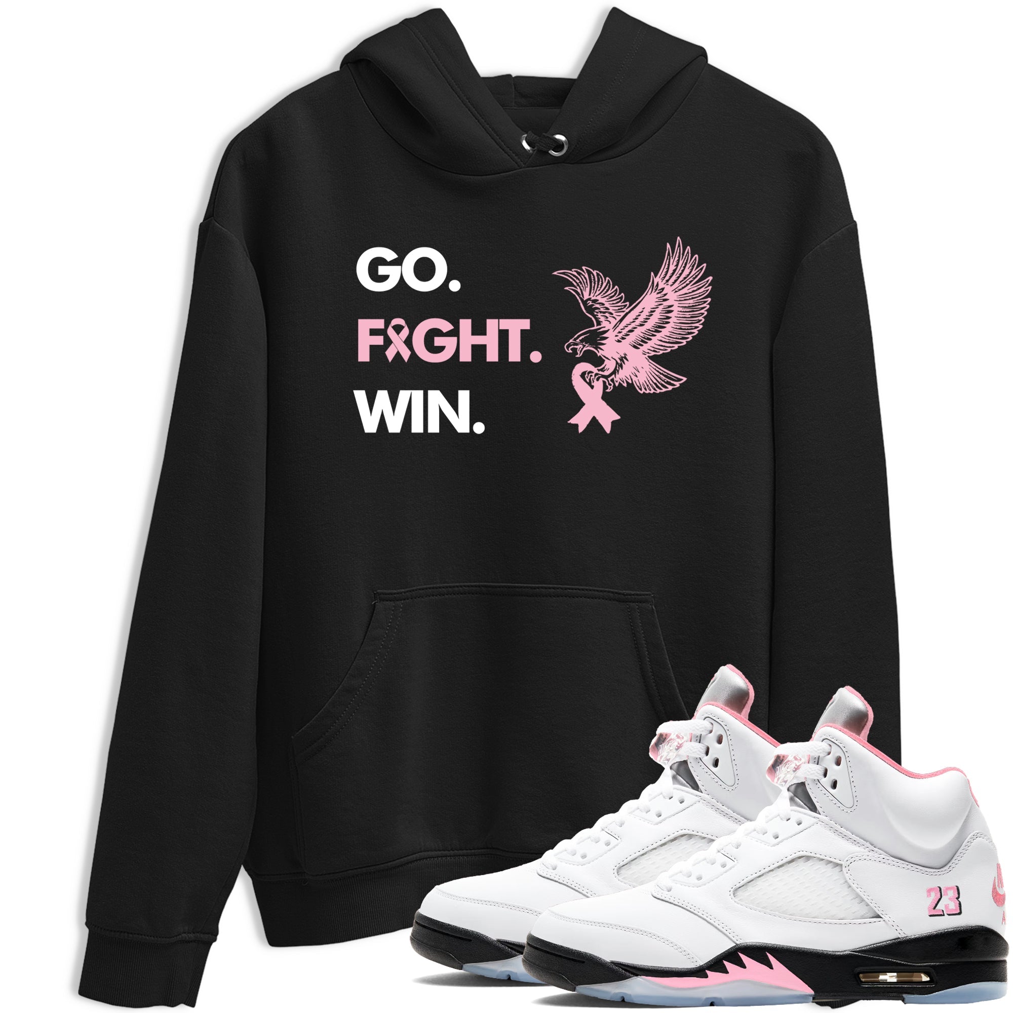 Sneaker Threads  Sneaker Tees To Match Air Jordan 5 Medium Soft Pink  Go Fight Win Graphic Tee Black 1. Perfect for Jordan releases 2025 colorways.