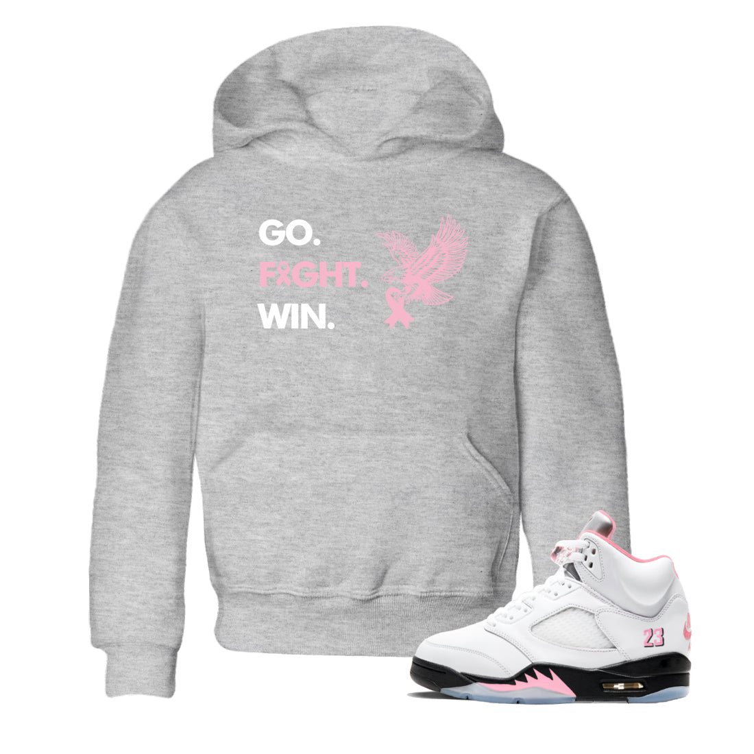 Sneaker Threads  Sneaker Tees To Match Air Jordan 5 Medium Soft Pink  Go Fight Win Youth Graphic Tee Heather Grey 1. Perfect for Jordan releases 2025 colorways.