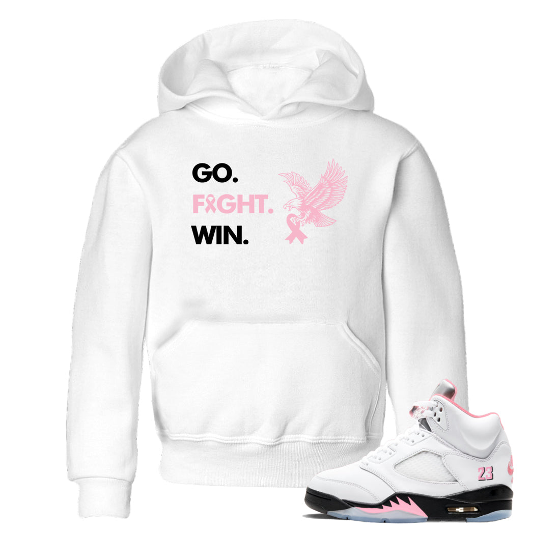 Sneaker Threads  Sneaker Tees To Match Air Jordan 5 Medium Soft Pink  Go Fight Win Youth Graphic Tee White 1. Perfect for Jordan releases 2025 colorways.