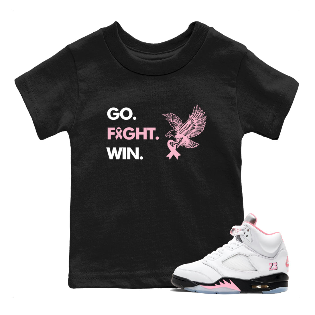 Sneaker Threads  Sneaker Tees To Match Air Jordan 5 Medium Soft Pink  Go Fight Win Youth Graphic Tee Black 1. Perfect for Jordan releases 2025 colorways.