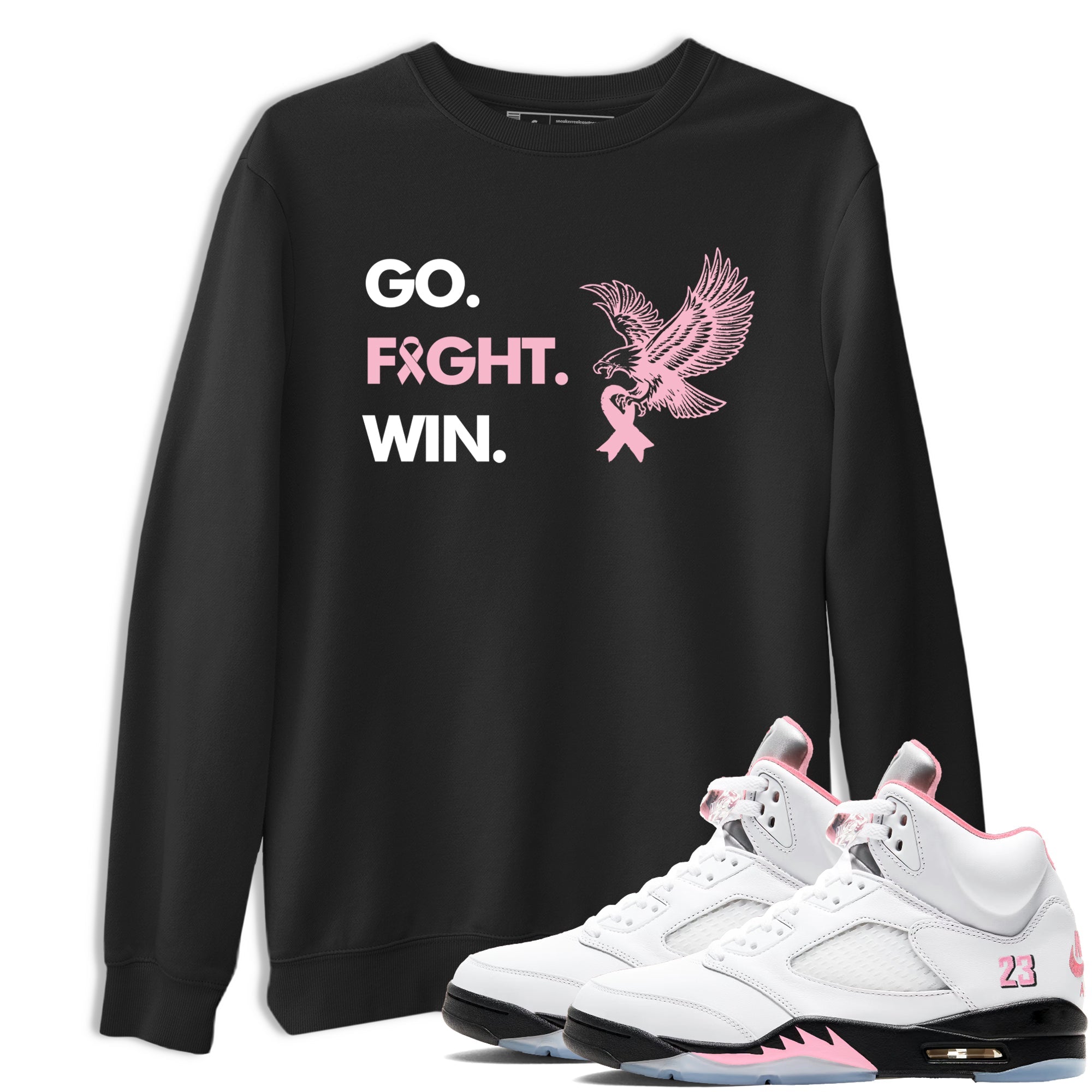 Sneaker Threads  Sneaker Tees To Match Air Jordan 5 Medium Soft Pink  Go Fight Win Graphic Tee Black 1. Perfect for Jordan releases 2025 colorways.