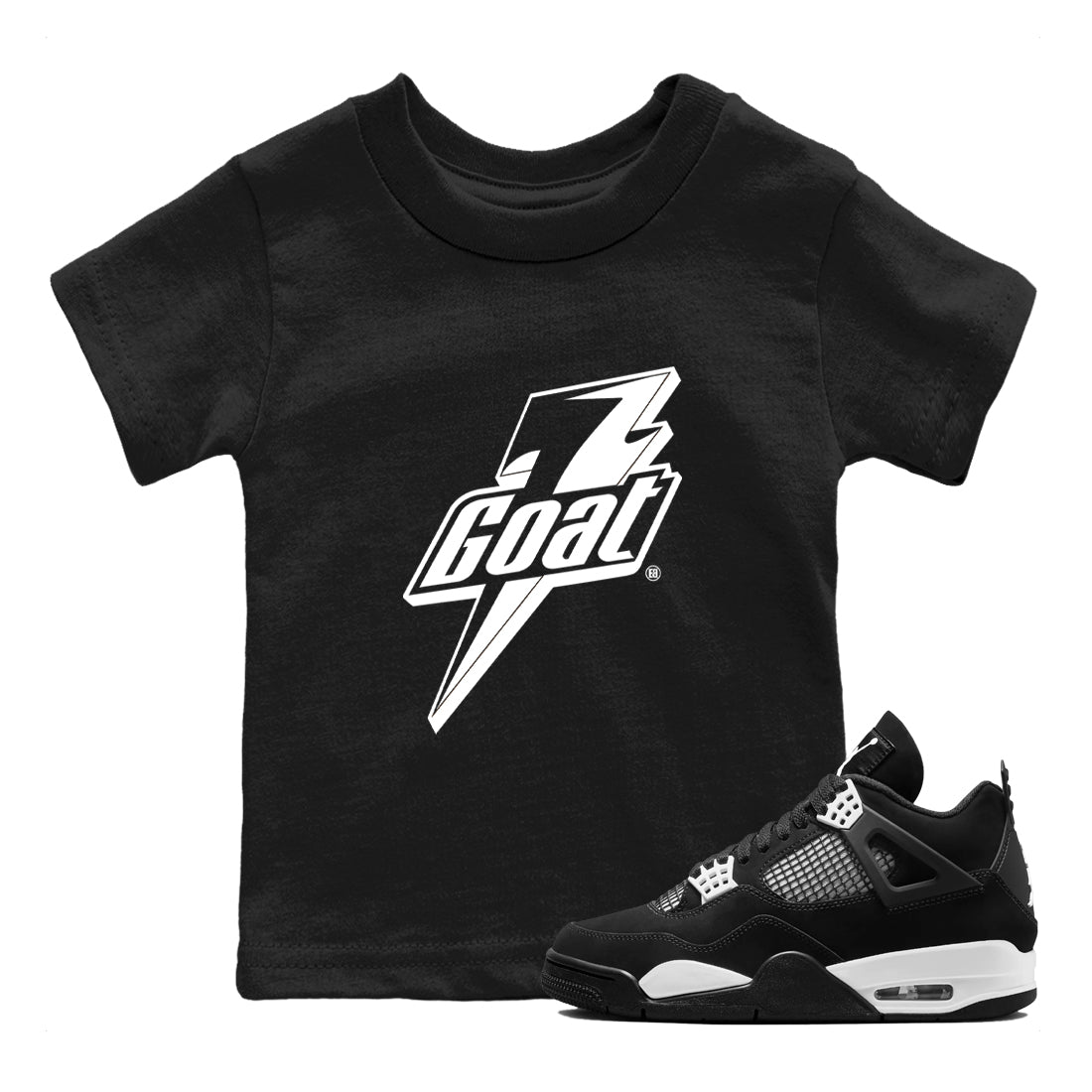 4s White Thunder shirts to match jordans Goat sneaker match tees Air Jordan 4 Retro White Thunder Drip Gear Zone streetwear brand Baby and Youth Black 1 cotton tee