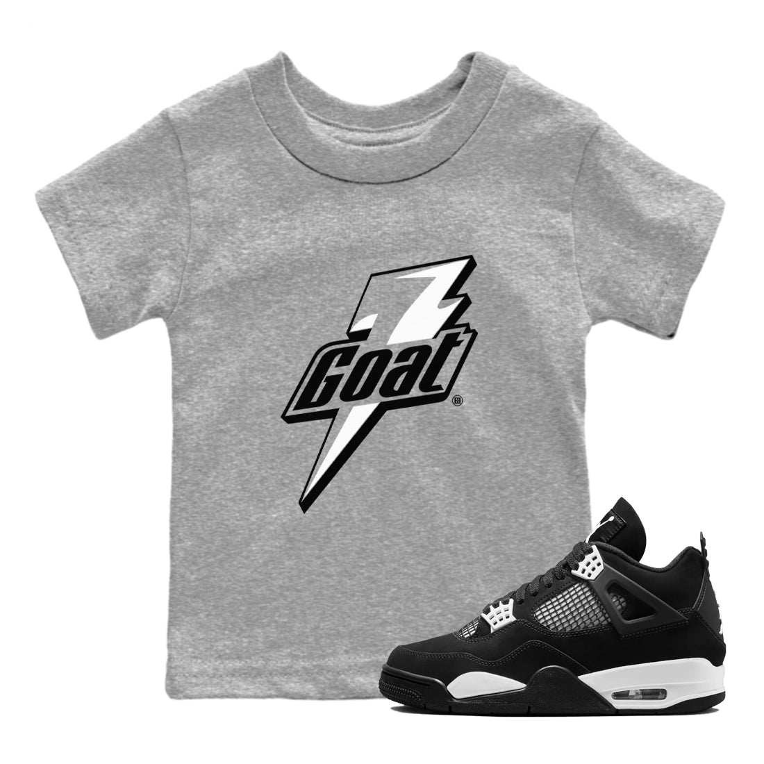 4s White Thunder shirts to match jordans Goat sneaker match tees Air Jordan 4 Retro White Thunder Drip Gear Zone streetwear brand Baby and Youth Heather Grey 1 cotton tee