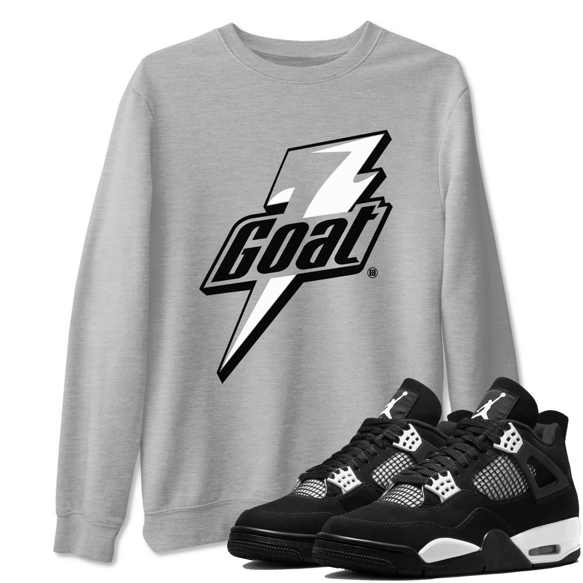 4s White Thunder shirts to match jordans Goat sneaker match tees Air Jordan 4 Retro White Thunder Drip Gear Zone streetwear brand Heather Grey 1 unisex cotton tee