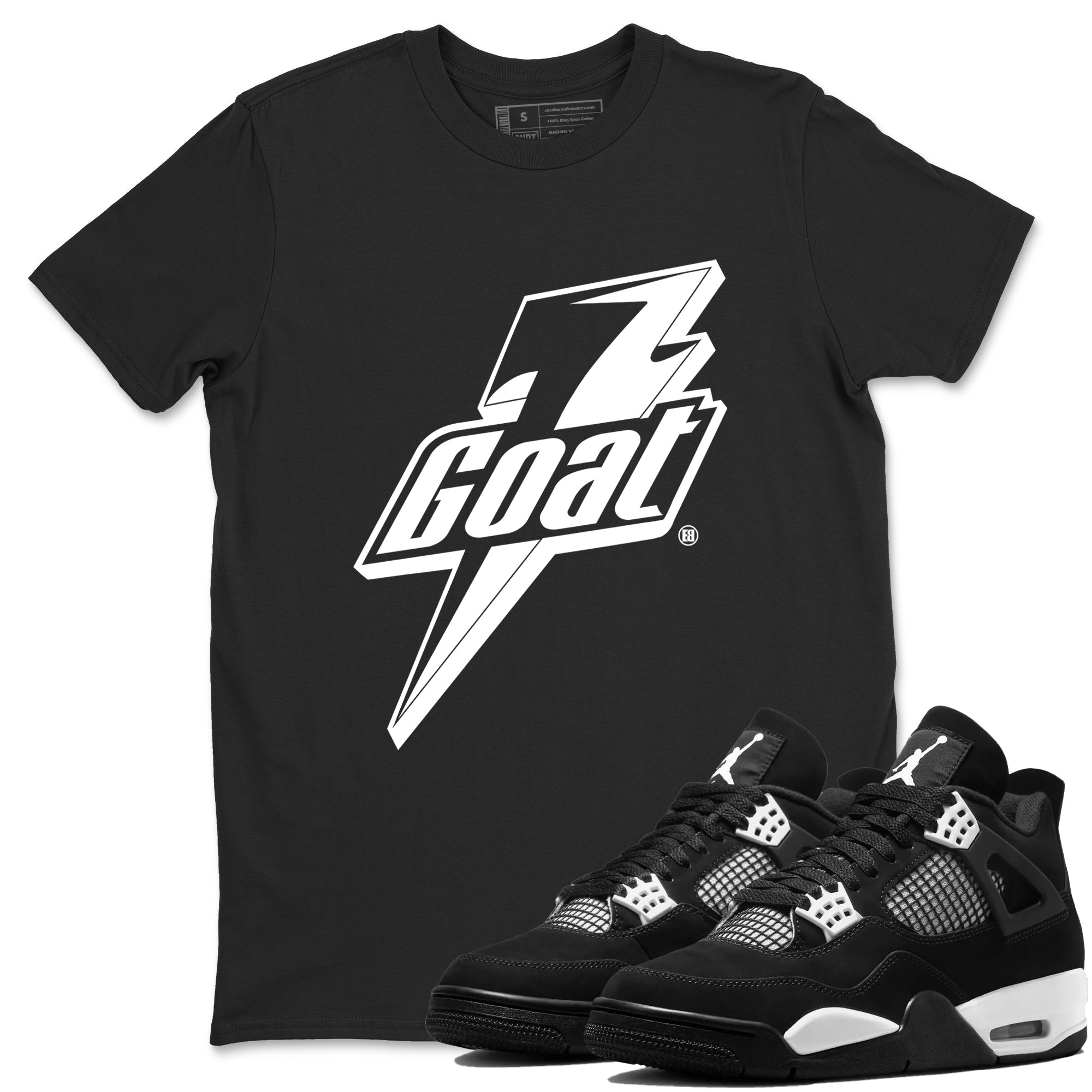 4s White Thunder shirts to match jordans Goat sneaker match tees Air Jordan 4 Retro White Thunder Drip Gear Zone streetwear brand Black 1 unisex cotton tee