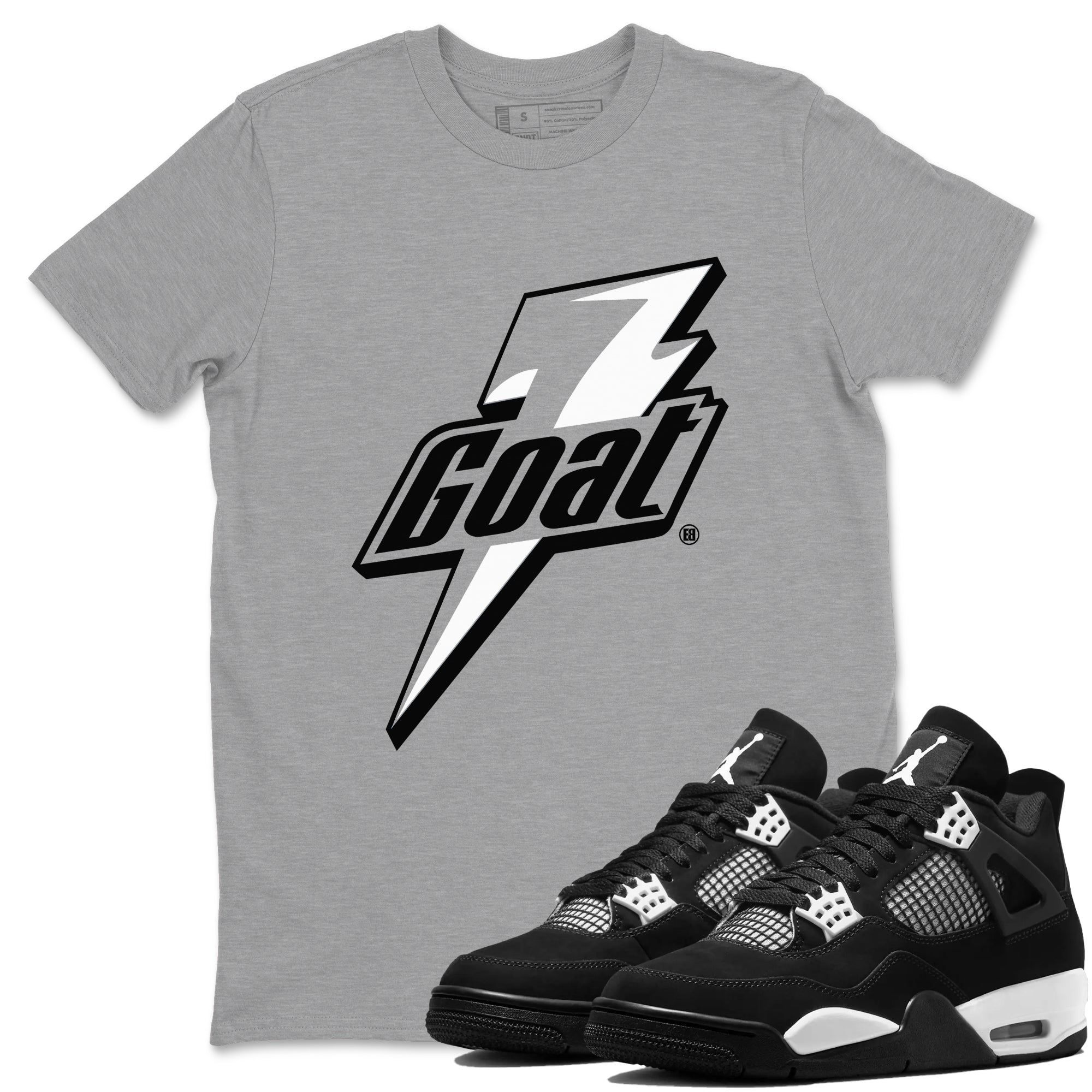 4s White Thunder shirts to match jordans Goat sneaker match tees Air Jordan 4 Retro White Thunder Drip Gear Zone streetwear brand Heather Grey 1 unisex cotton tee
