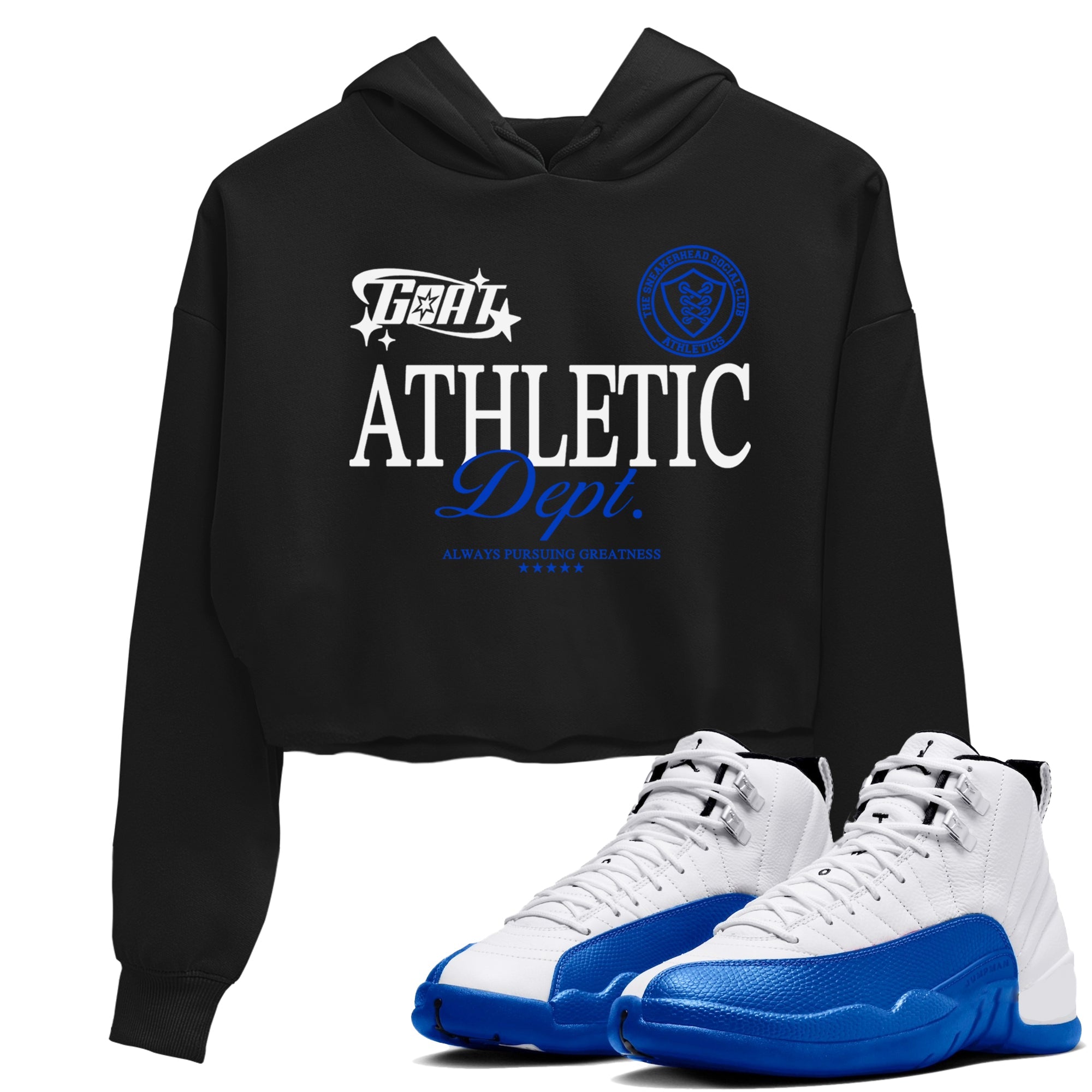 12s Blueberry shirts to match jordans Goat Athletic Dept sneaker match tees Air Jordan 12 Blueberry Drip Gear Zone unisex cotton Black 1 Crop Shirts