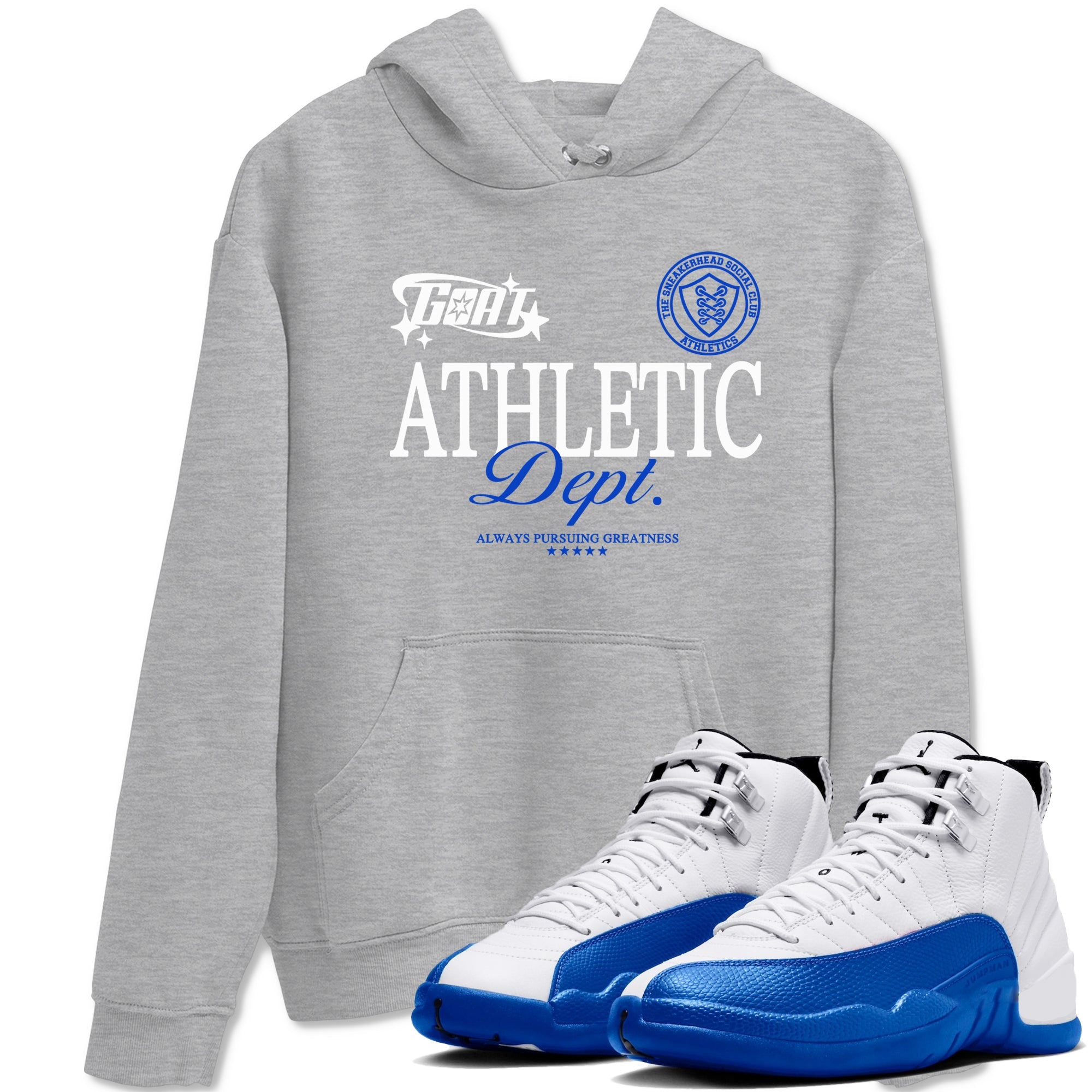 12s Blueberry shirts to match jordans Goat Athletic Dept sneaker match tees Air Jordan 12 Blueberry Drip Gear Zone unisex cotton Heather Grey 1 crew neck shirts