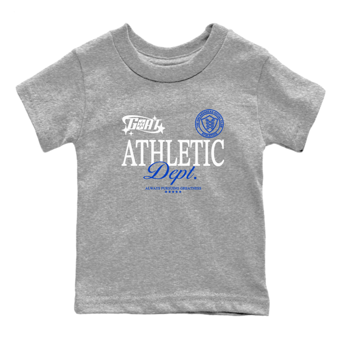 12s Blueberry shirts to match jordans Goat Athletic Dept sneaker match tees Air Jordan 12 Blueberry Drip Gear Zone Youth Baby Heather Grey 2 crew neck shirts