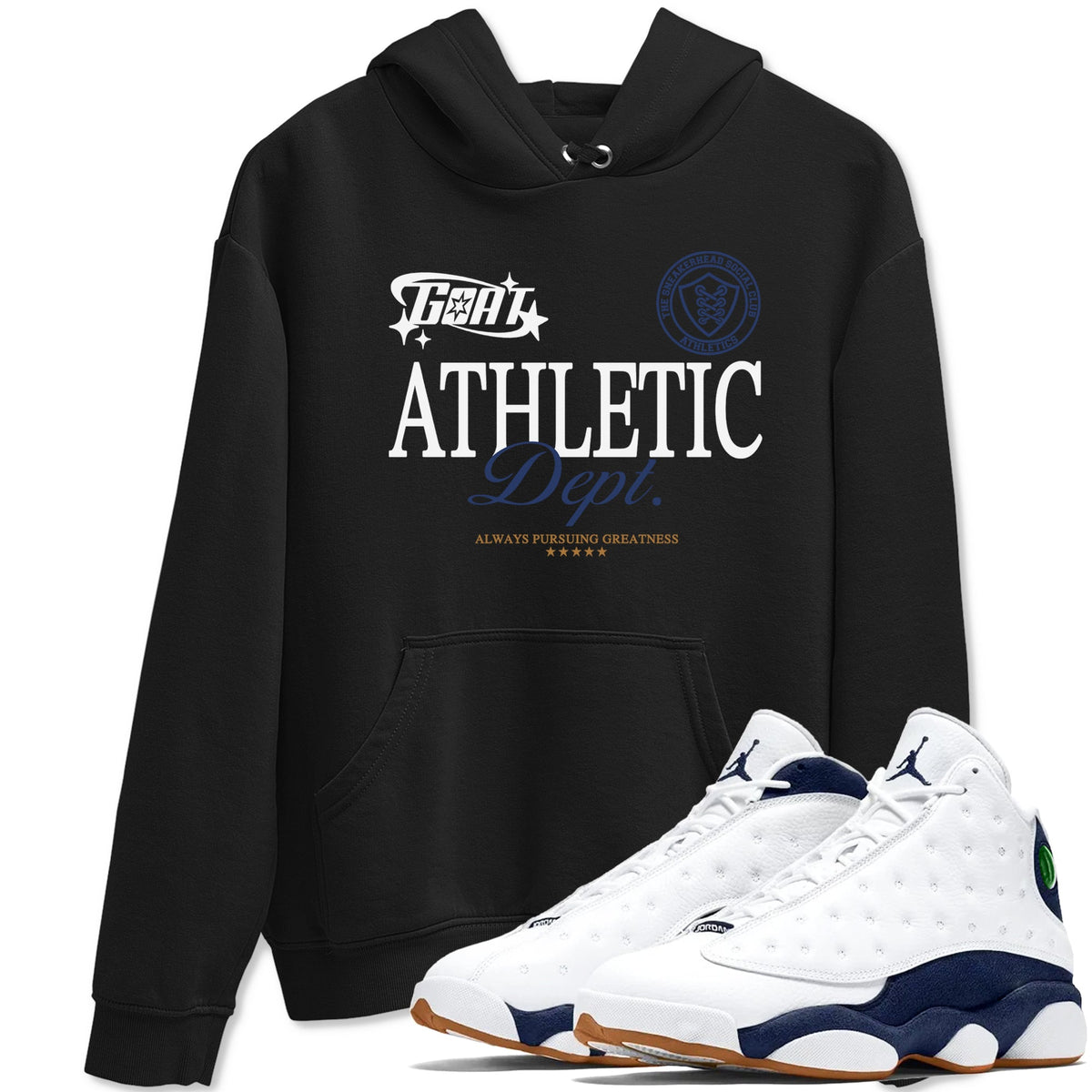 13s Midnight Navy shirts to match jordans Goat Athletic Dept sneaker match tees Air Jordan 13 Midnight Navy Drip Gear Zone unisex cotton Black 1 crew neck shirts