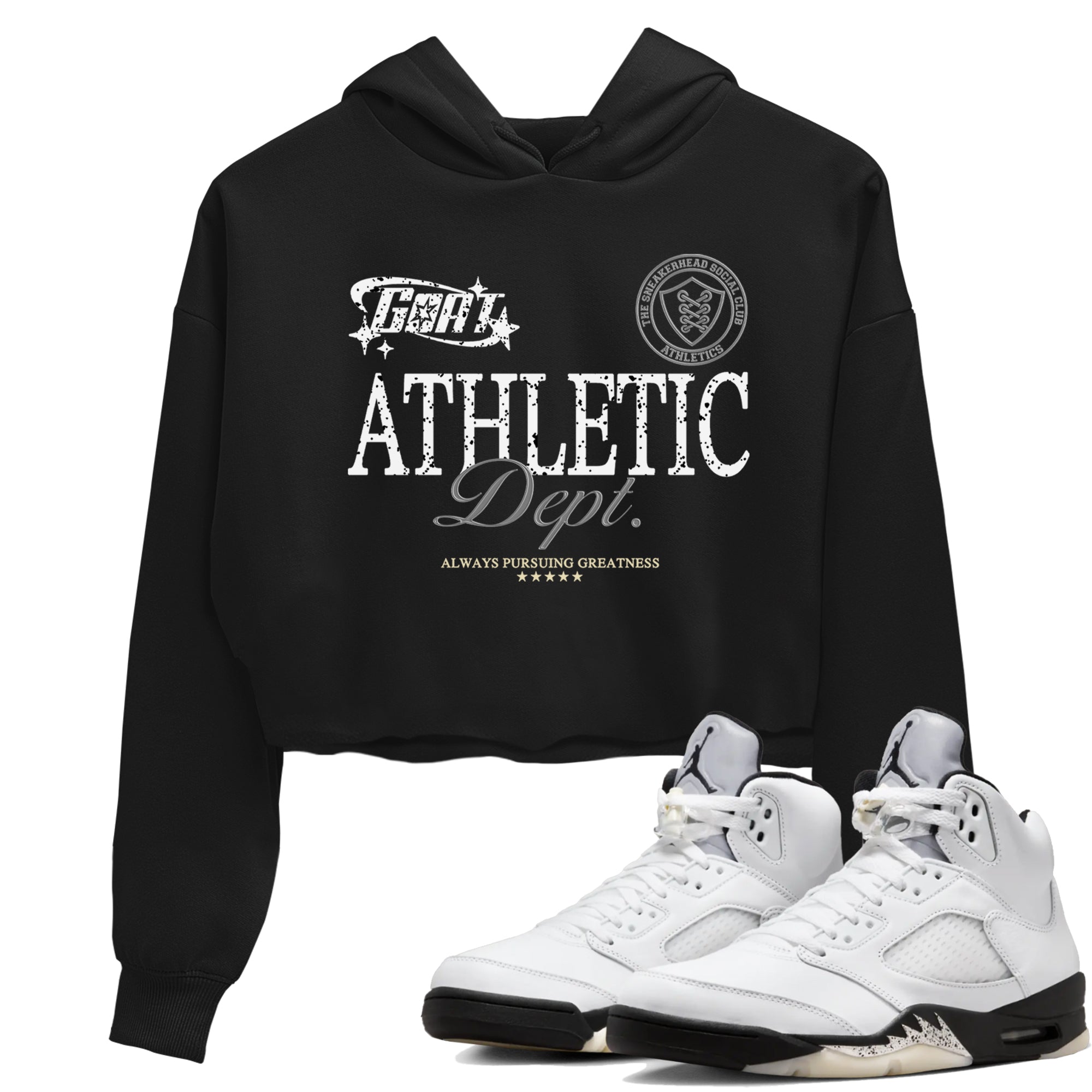 5s White Black shirts to match jordans Goat Athletic Dept sneaker match tees Air Jordan 5 White Black Drip Gear Zone unisex cotton Black 1 Crop Shirts