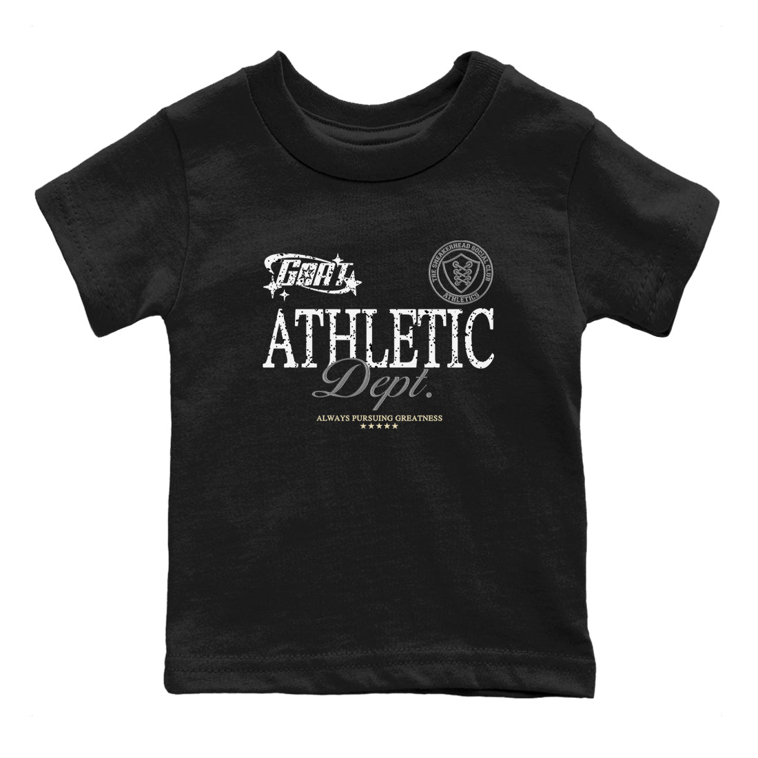 5s White Black shirts to match jordans Goat Athletic Dept sneaker match tees Air Jordan 5 White Black Drip Gear Zone Youth Baby Black 2 crew neck shirts