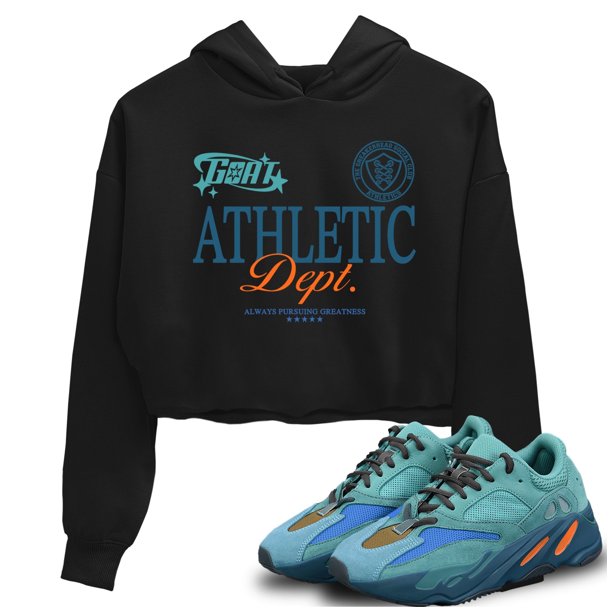 Yeezy 700 Faded Azure shirts to match jordans Goat Athletic Dept sneaker match tees Yeezy 700 Faded Azure match shoes to clothes Drip Gear Zone unisex cotton Black 1 crop tee