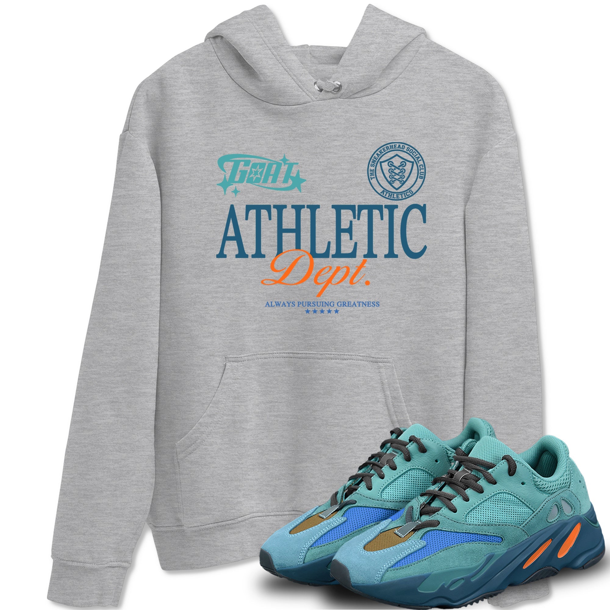 Yeezy 700 Faded Azure shirts to match jordans Goat Athletic Dept sneaker match tees Yeezy 700 Faded Azure match shoes to clothes Drip Gear Zone unisex cotton Heather Grey 1 shirts
