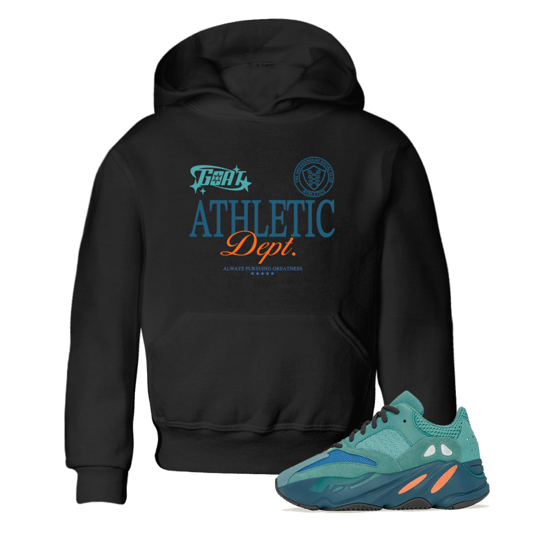 Yeezy 700 Faded Azure shirts to match jordans Goat Athletic Dept sneaker match tees Yeezy 700 Faded Azure match shoes to clothes Drip Gear Zone Youth Baby Black 1 tee