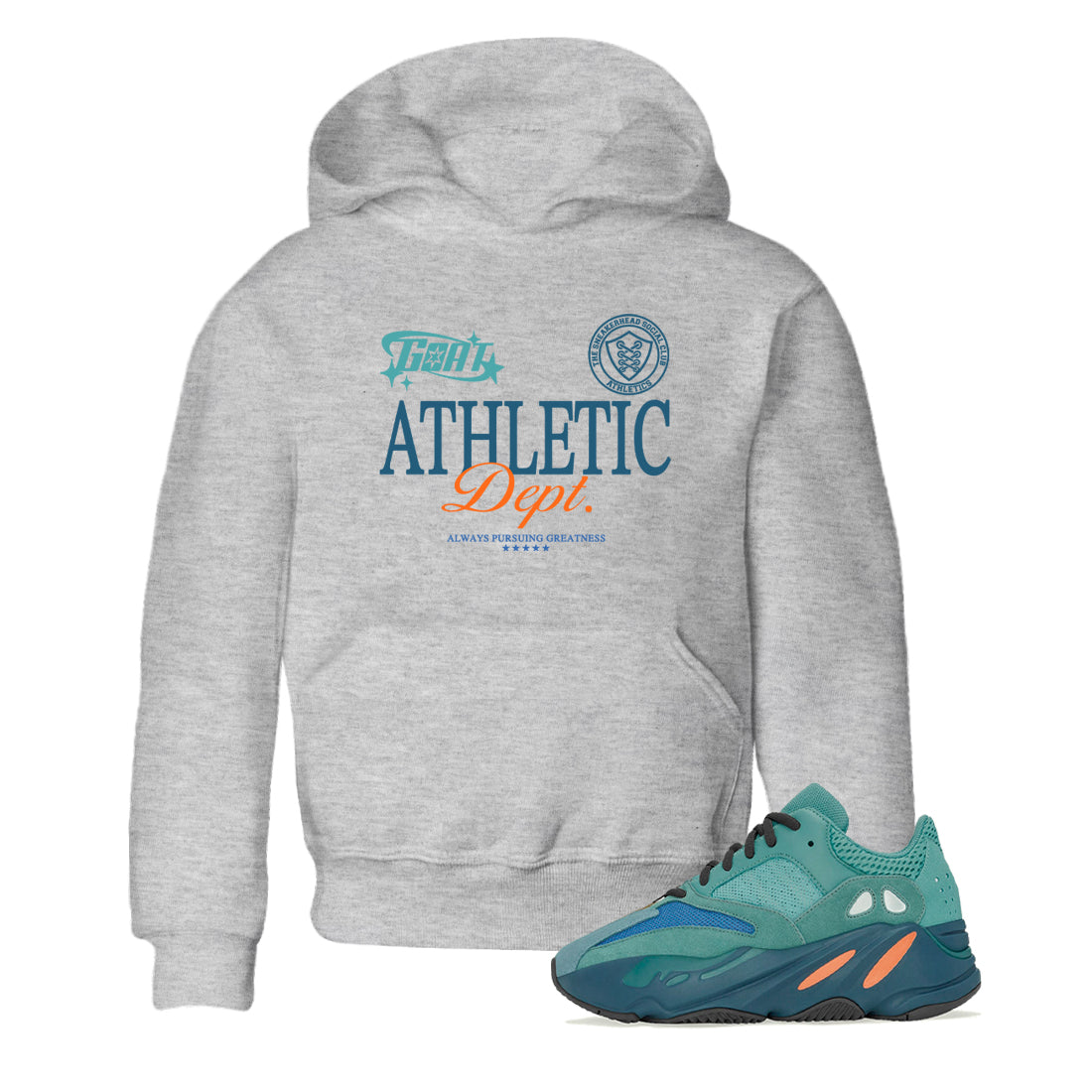 Yeezy 700 Faded Azure shirts to match jordans Goat Athletic Dept sneaker match tees Yeezy 700 Faded Azure match shoes to clothes Drip Gear Zone Youth Baby Heather Grey 1 tee