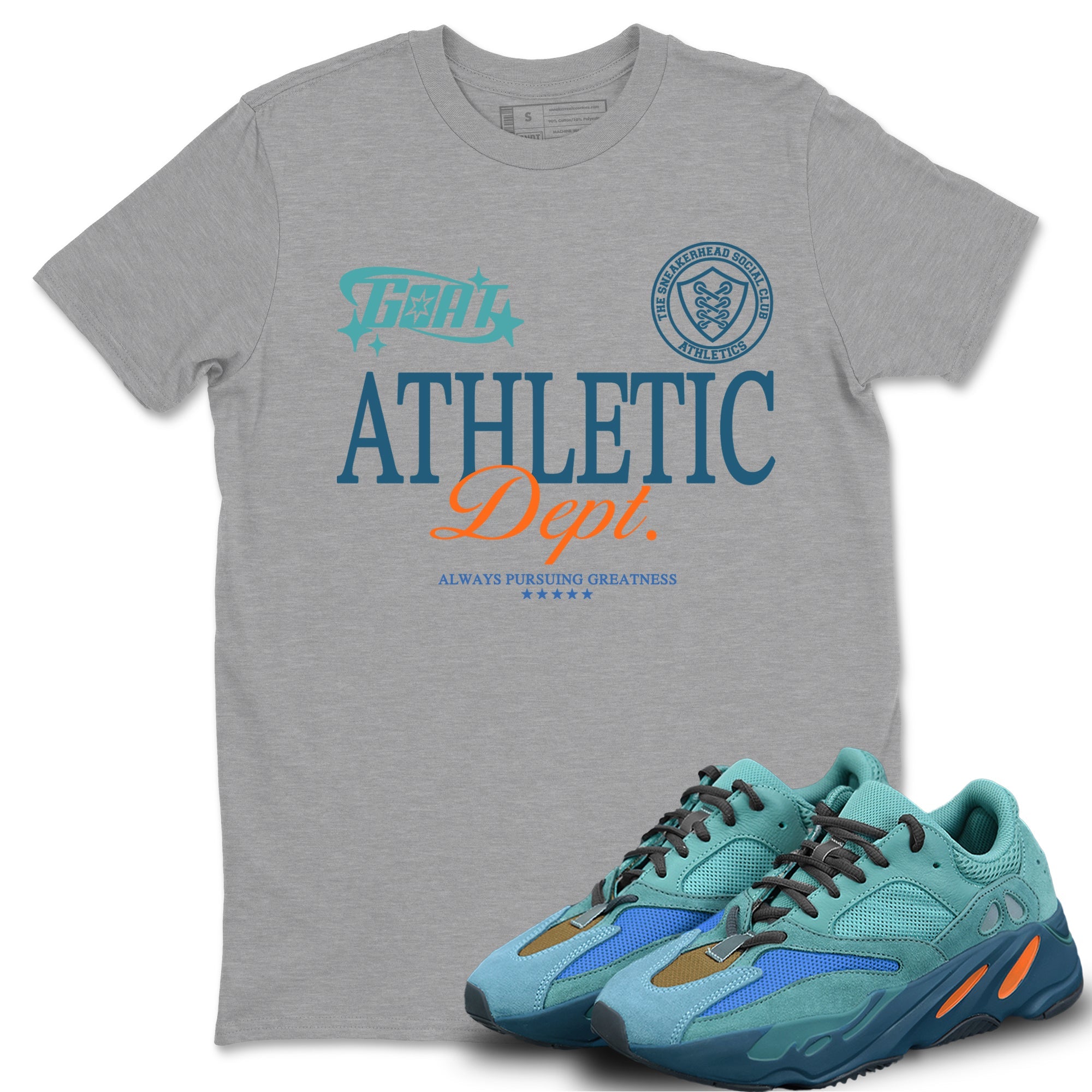 Yeezy 700 Faded Azure shirts to match jordans Goat Athletic Dept sneaker match tees Yeezy 700 Faded Azure match shoes to clothes Drip Gear Zone unisex cotton Heather Grey 1 shirts