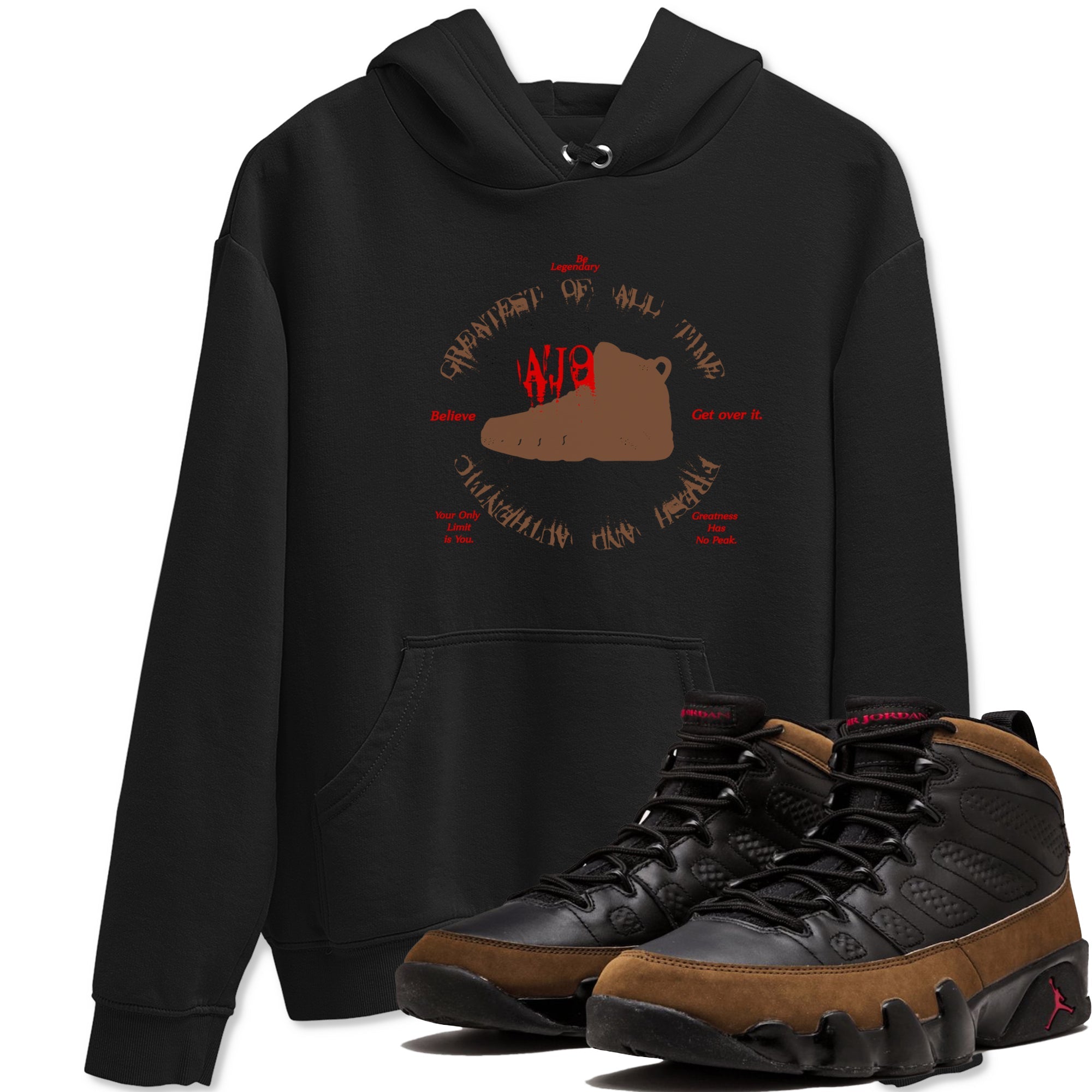 9s Olive shirts to match jordans Goat Kick sneaker match tees Air Jordan 9 Olive match shoes to clothes Drip Gear Zone unisex cotton Black 1 shirts