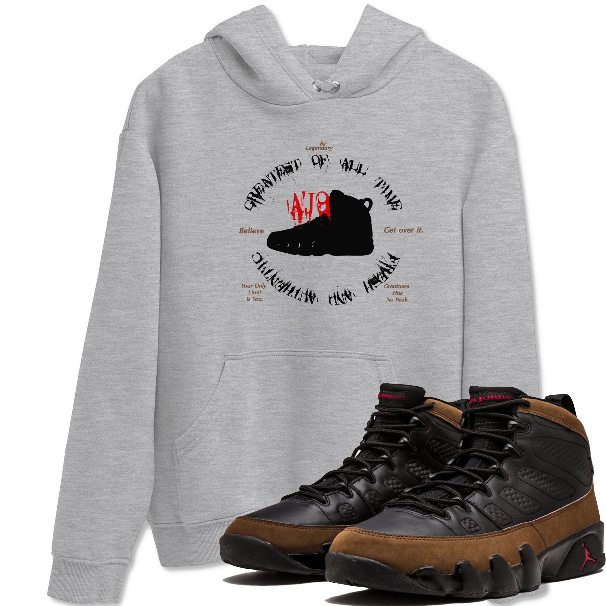 9s Olive shirts to match jordans Goat Kick sneaker match tees Air Jordan 9 Olive match shoes to clothes Drip Gear Zone unisex cotton Heather Grey 1 shirts