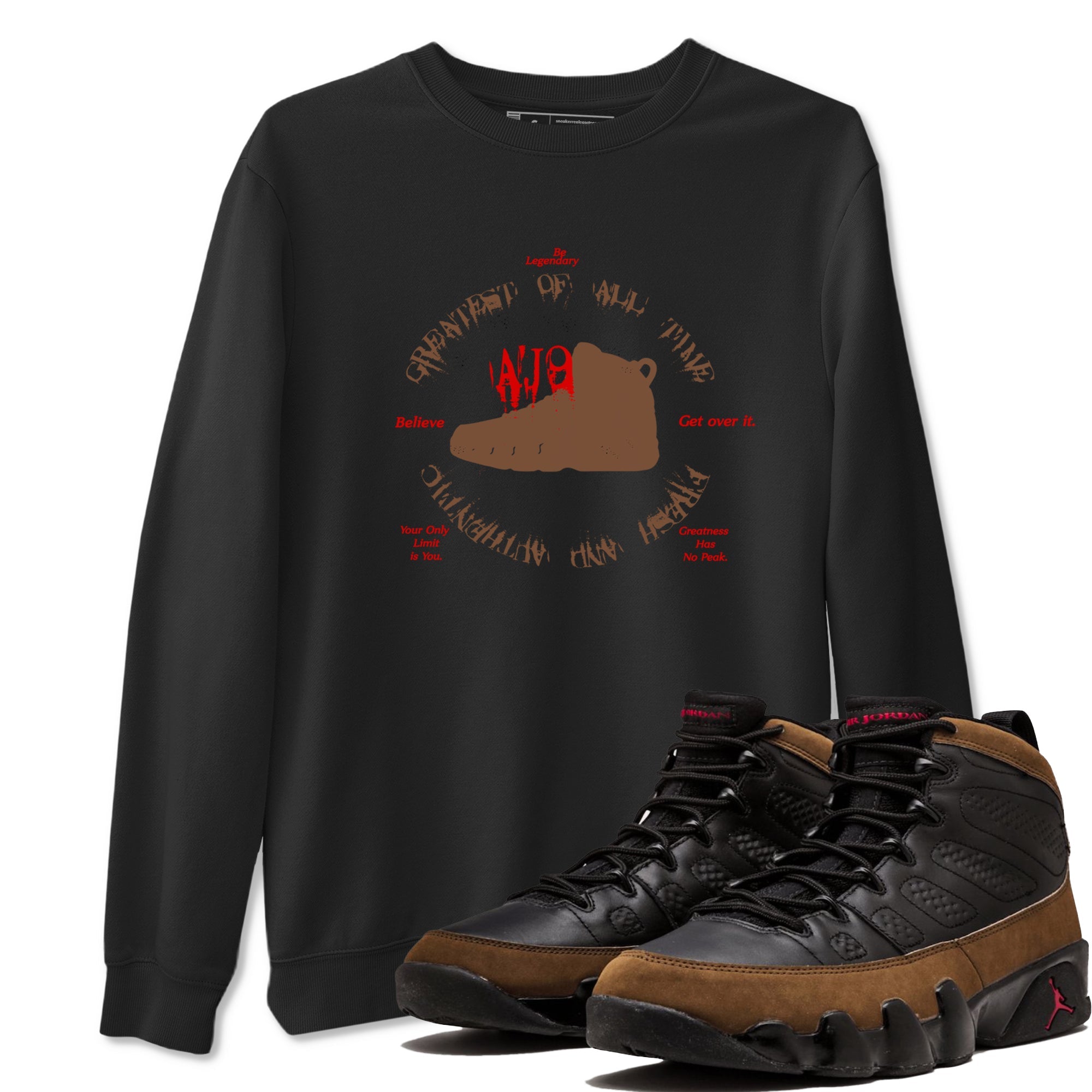 9s Olive shirts to match jordans Goat Kick sneaker match tees Air Jordan 9 Olive match shoes to clothes Drip Gear Zone unisex cotton Black 1 shirts