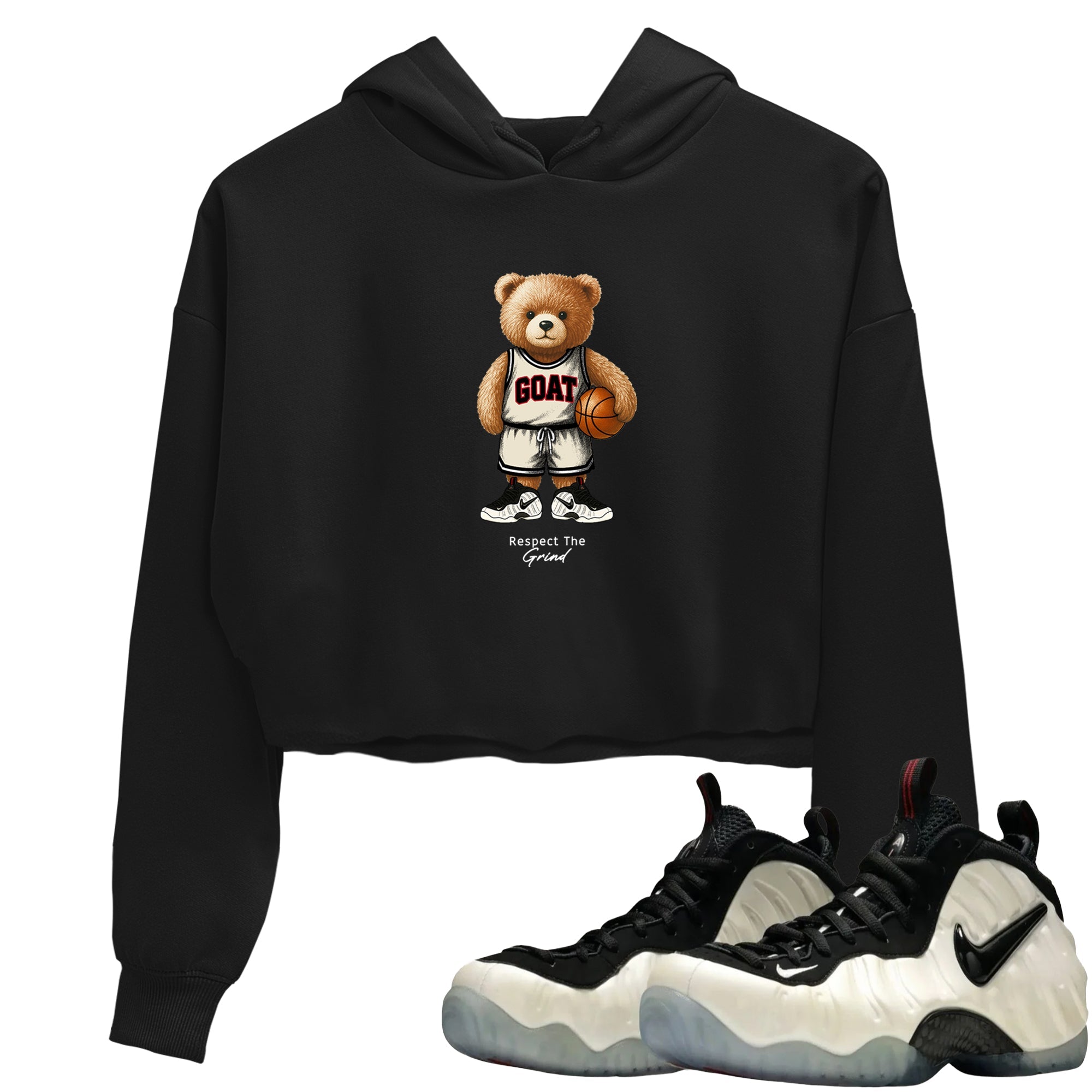 Sneaker Threads  Sneaker Tees To Match Air Foamposite One Pearl  GOAT Mode Crop Tee Black 1. Perfect for Jordan releases 2025 colorways.