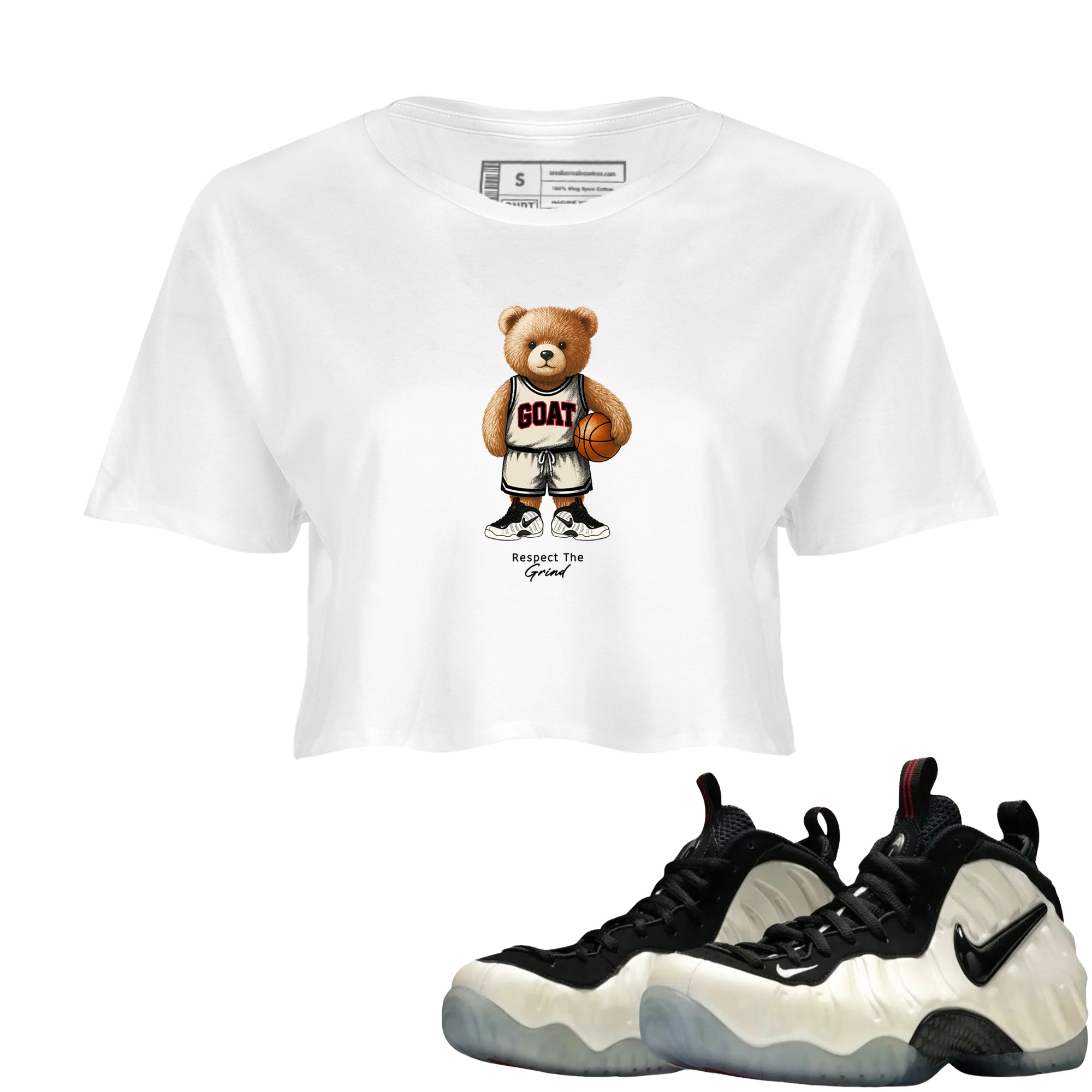 Sneaker Threads  Sneaker Tees To Match Air Foamposite One Pearl  GOAT Mode Crop Tee White 1. Perfect for Jordan releases 2025 colorways.