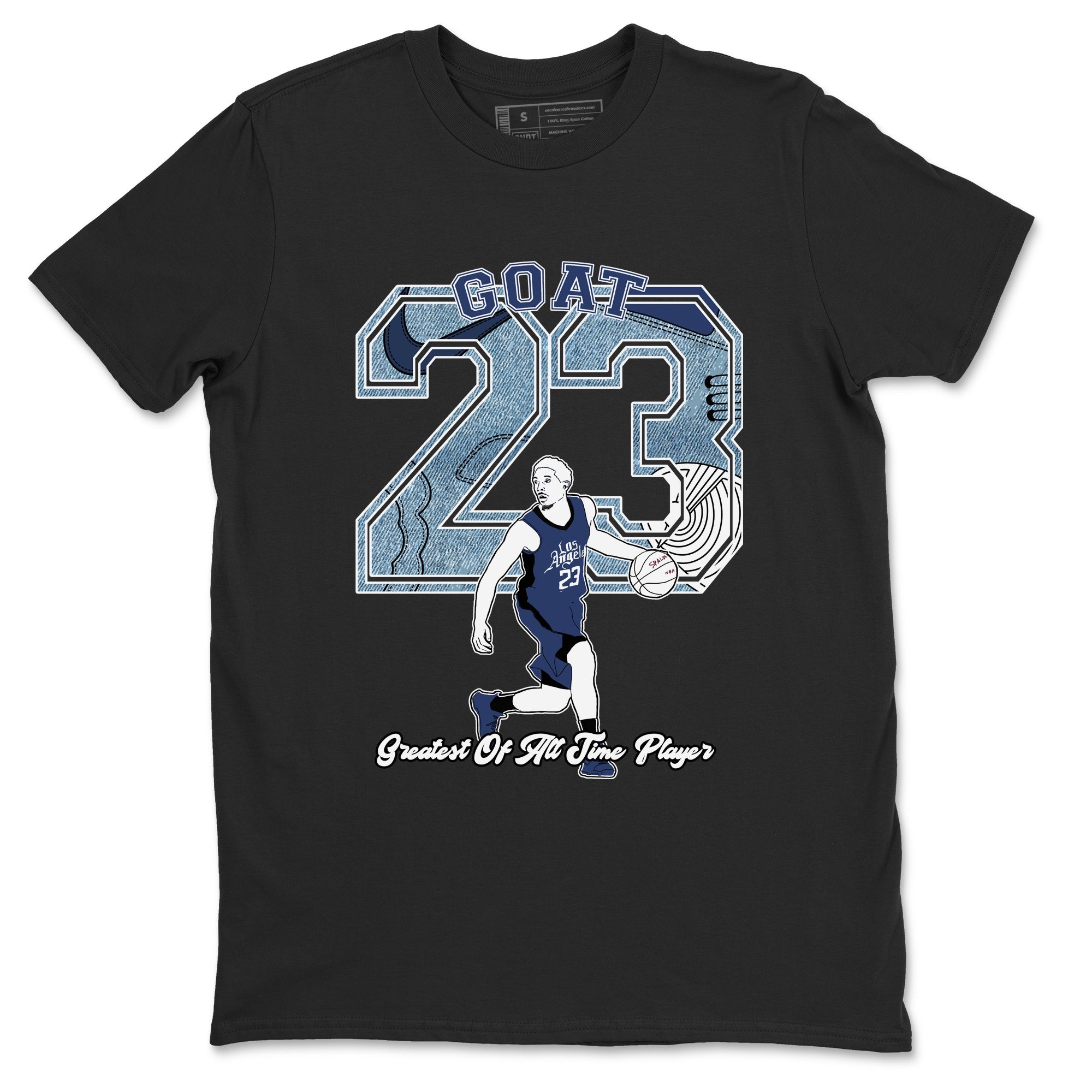 1s Denim shirts to match jordans Goat Player sneaker match tees Air Jordan 1 Denim Drip Gear Zone streetwear brand Black 2 unisex cotton tee
