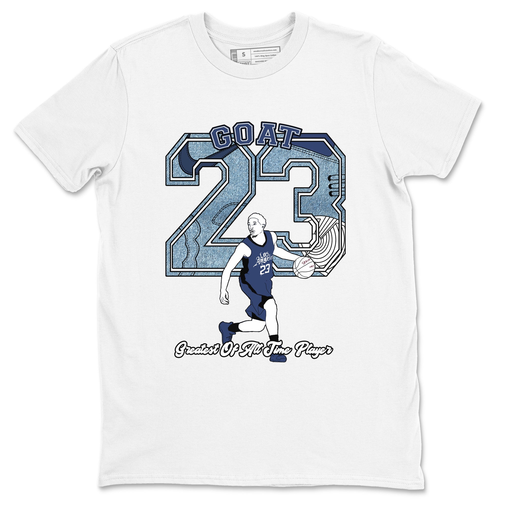1s Denim shirts to match jordans Goat Player sneaker match tees Air Jordan 1 Denim Drip Gear Zone streetwear brand White 2 unisex cotton tee