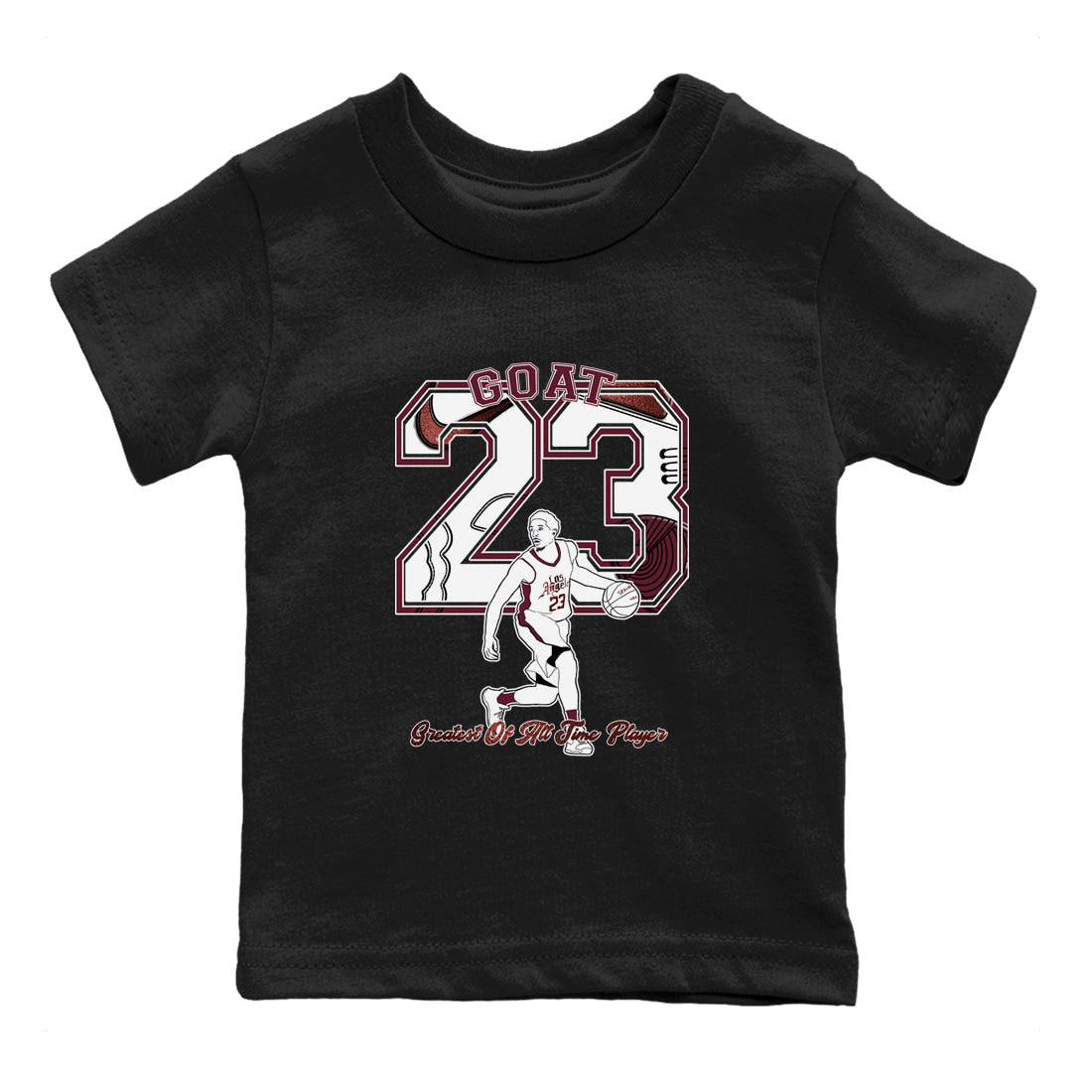 AJ1 High '85 Metallic Burgundy shirts to match jordans Goat Player sneaker match tees 1s High '85 Metallic Burgundy Drip Gear Zone streetwear brand Baby and Youth Black 2 cotton tee