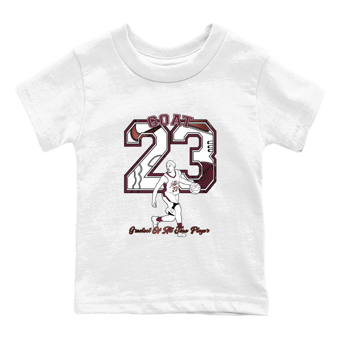 AJ1 High '85 Metallic Burgundy shirts to match jordans Goat Player sneaker match tees 1s High '85 Metallic Burgundy Drip Gear Zone streetwear brand Baby and Youth White 2 cotton tee